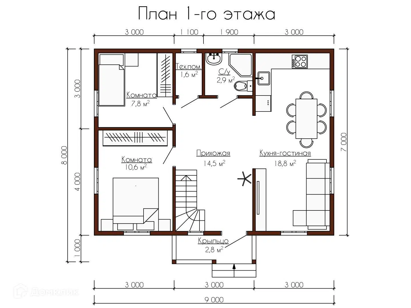 Планировка 1 этажа