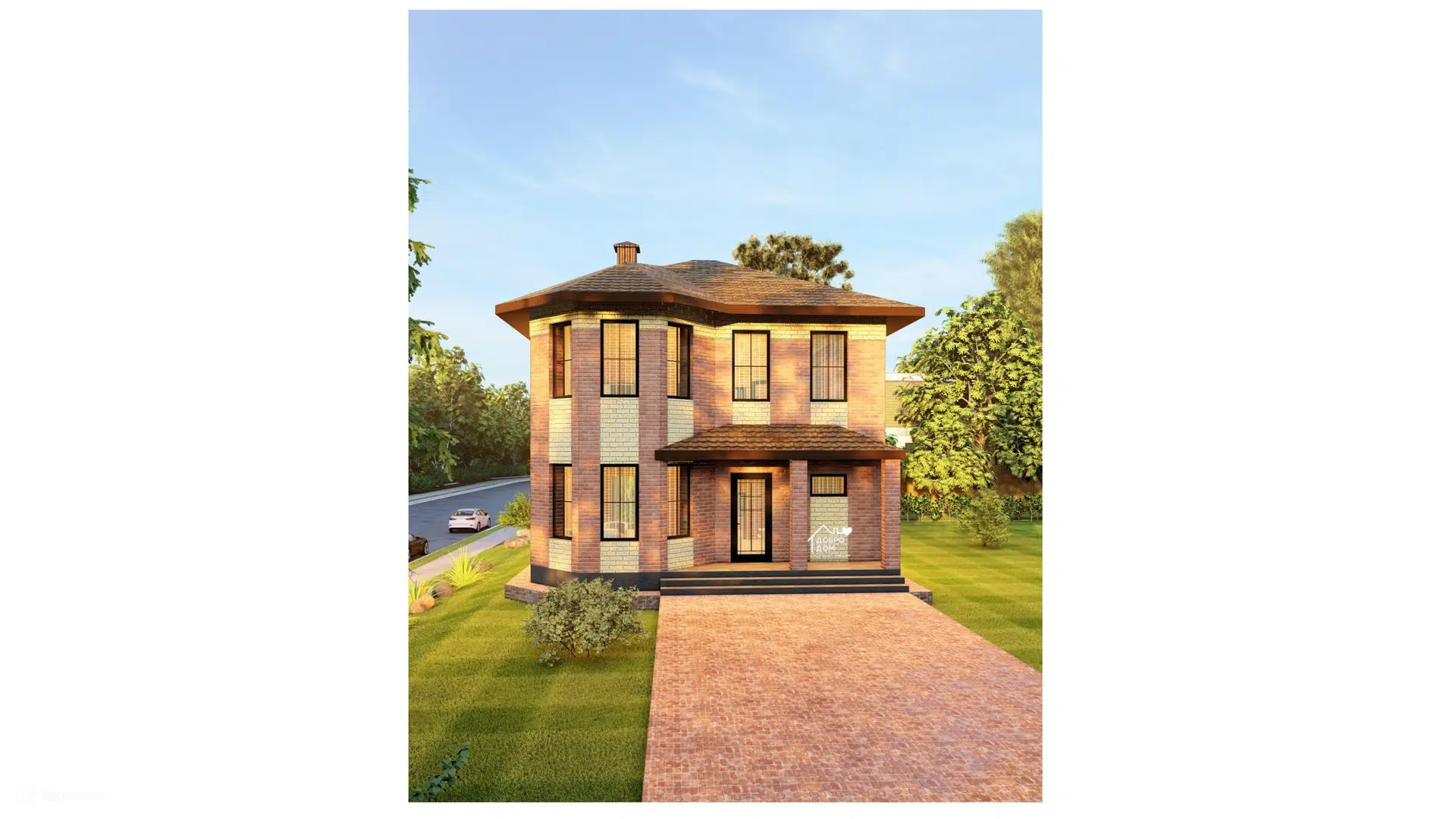 Проект дома «Коттедж Монтерей» компании СК «Добро Дом» из материала Газобетонные блоки площадью 132м² под ключ за 7100000₽ в Донецке | 2 этажа, 4 спальни, 2 санузла – Домклик