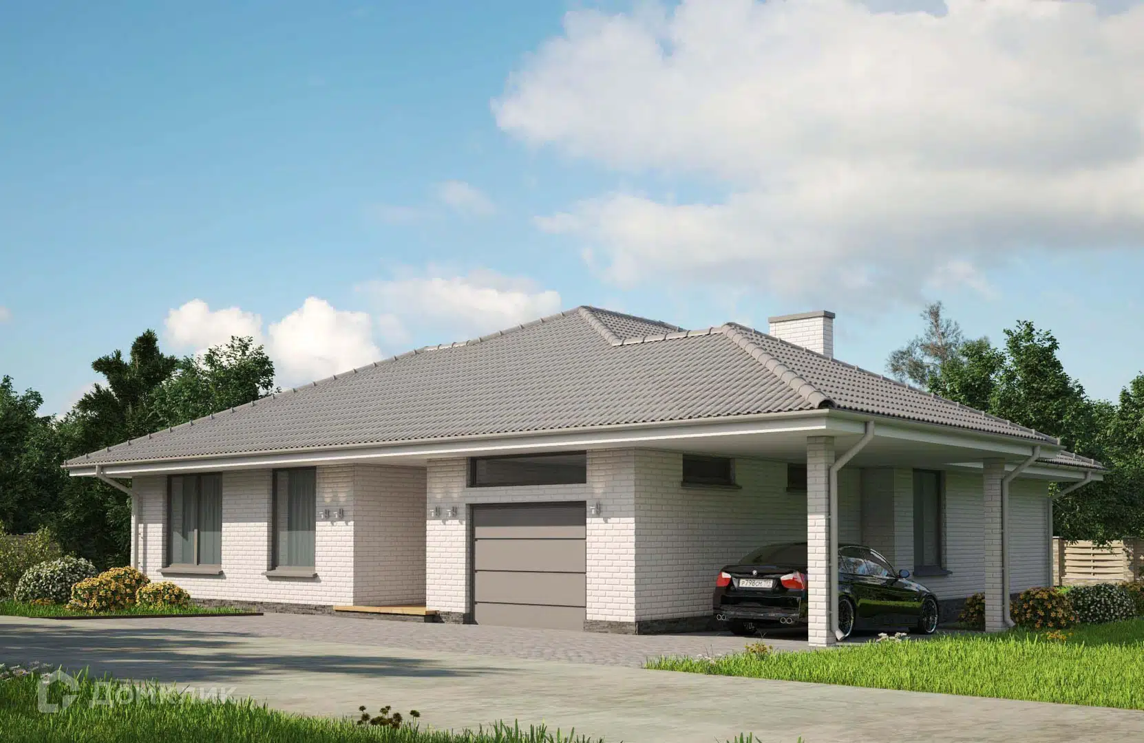 Проект дома «Проект В-252-1» компании Новация из материала Керамические блоки площадью 148м² под ключ за 9800000₽ в Донецке | 1 этаж, 3 спальни, 2 санузла – Домклик