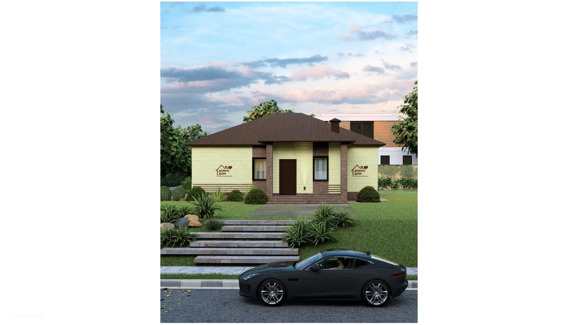 Проект дома «Коттедж Сапфир» компании СК «Добро Дом» из материала Газобетонные блоки площадью 120м² под ключ за 6850000₽ в Донецке | 1 этаж, 3 спальни, 2 санузла – Домклик