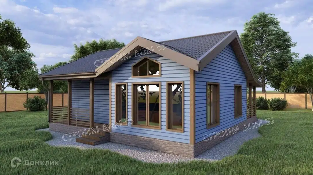 Проект дома «Одноэтажный каркасный дом 8,5х10м КД-28» компании СК Строим Дом 53 из материала Каркасный дом площадью 90.5м² под ключ за 3965000₽ в Донецке | 1 этаж, 2 спальни, 1 санузел – Домклик