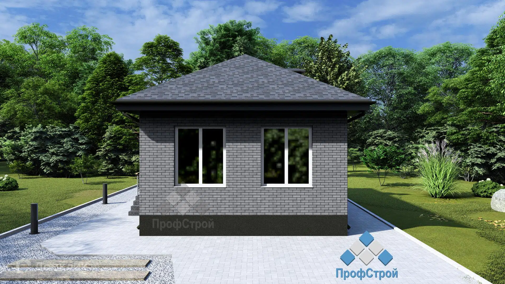 Проект дома «Вояджер» компании ПрофСтрой из материала Газобетонные блоки площадью 45.83м² под ключ за 2990000₽ в Донецке | 1 этаж, 2 спальни, 1 санузел – Домклик