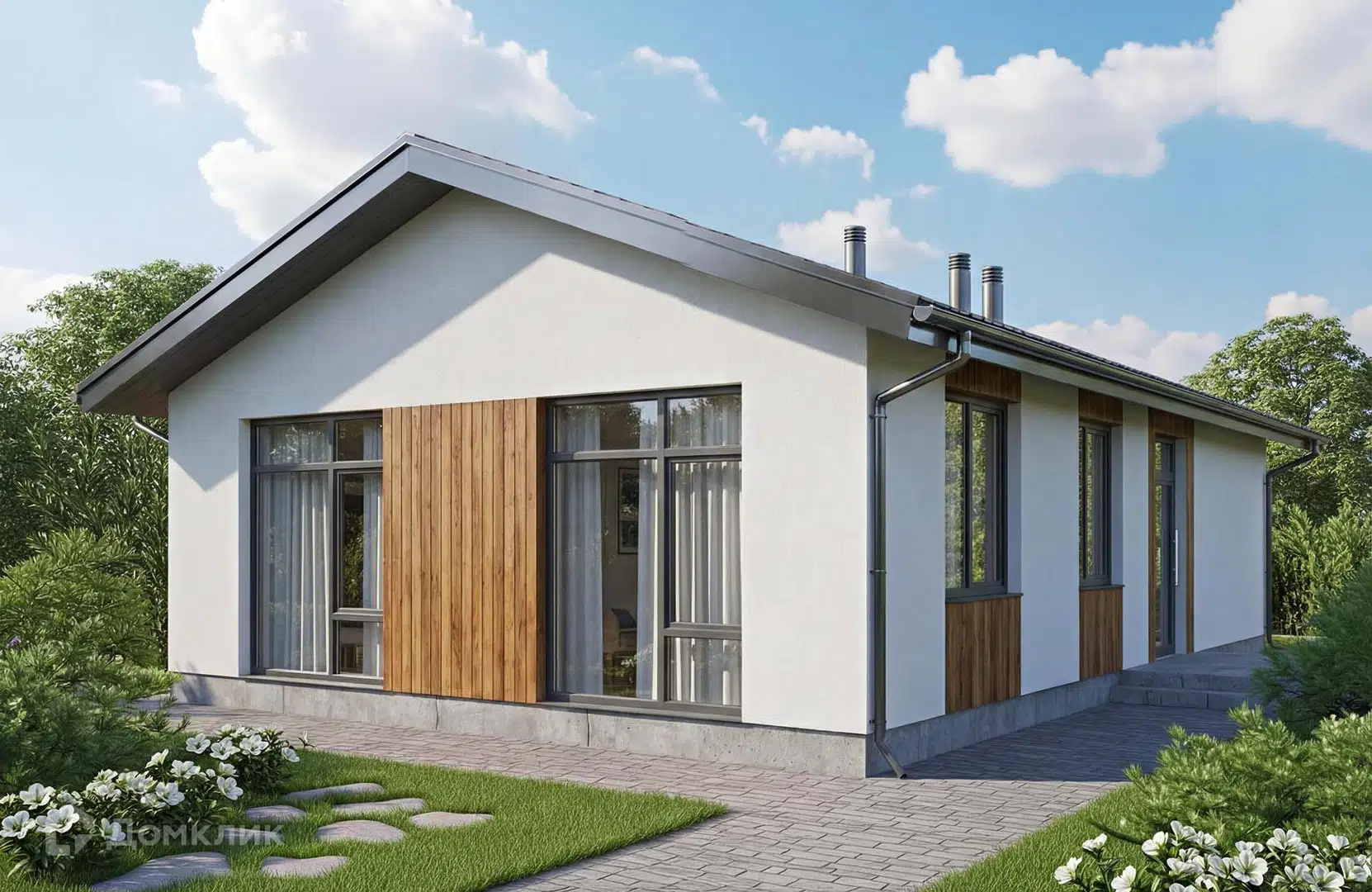 Проект дома «Проект №400» компании СПЕЦ ЗАСТРОЙЩИК из материала Газобетонные блоки площадью 83м² под ключ за 6200000₽ в Донецке | 1 этаж, 3 спальни, 2 санузла – Домклик