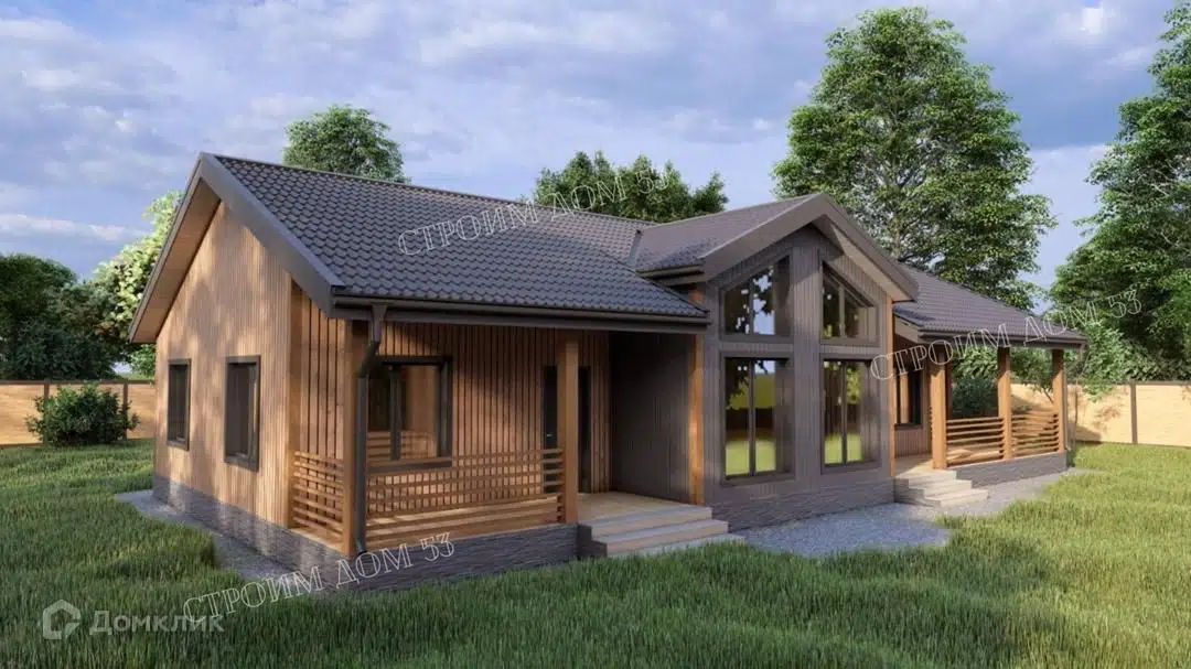Проект дома «Одноэтажный каркасный дом с сауной 10х19м КД-2» компании СК Строим Дом 53 из материала Каркасный дом площадью 165.7м² под ключ за 5590000₽ в Донецке | 1 этаж, 3 спальни, 1 санузел – Домклик