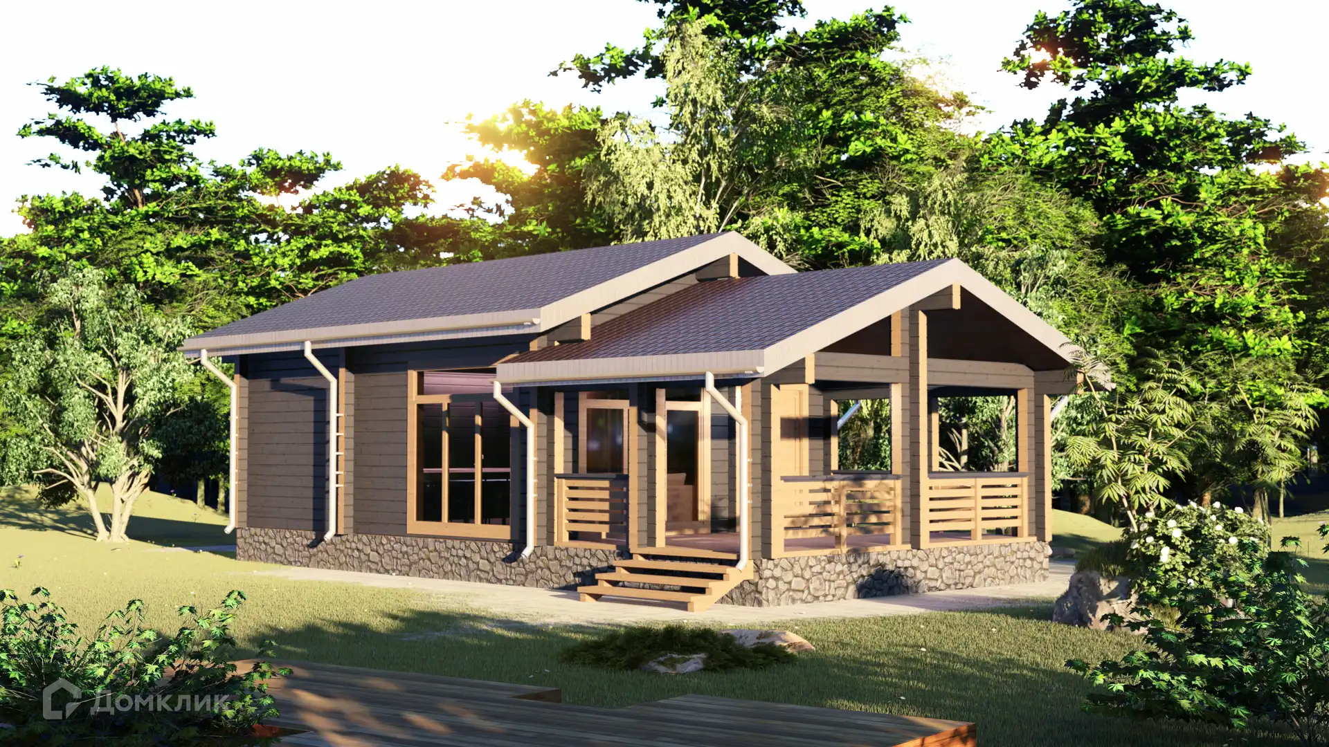 Проект дома «Варна» компании Вертикаль строй из материала Профилированный брус площадью 68м² под ключ за 3479000₽ в Донецке | 1 этаж, 1 спальня, 1 санузел – Домклик