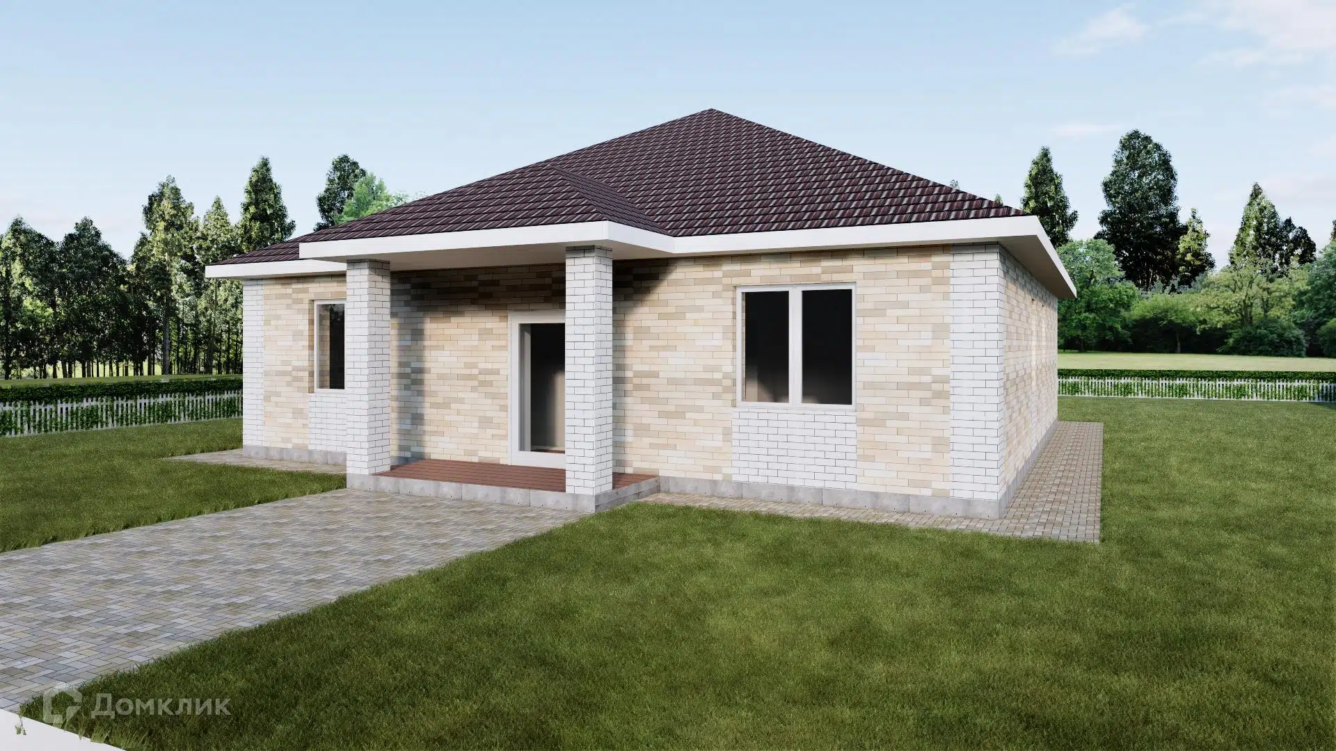 Проект дома «Дом 1-эт 130 м2» компании СК «СтройЭкоГарант» из материала Керамзитобетонные блоки площадью 130м² под ключ за 7800000₽ в Луганске | 1 этаж, 4 спальни, 2 санузла – Домклик