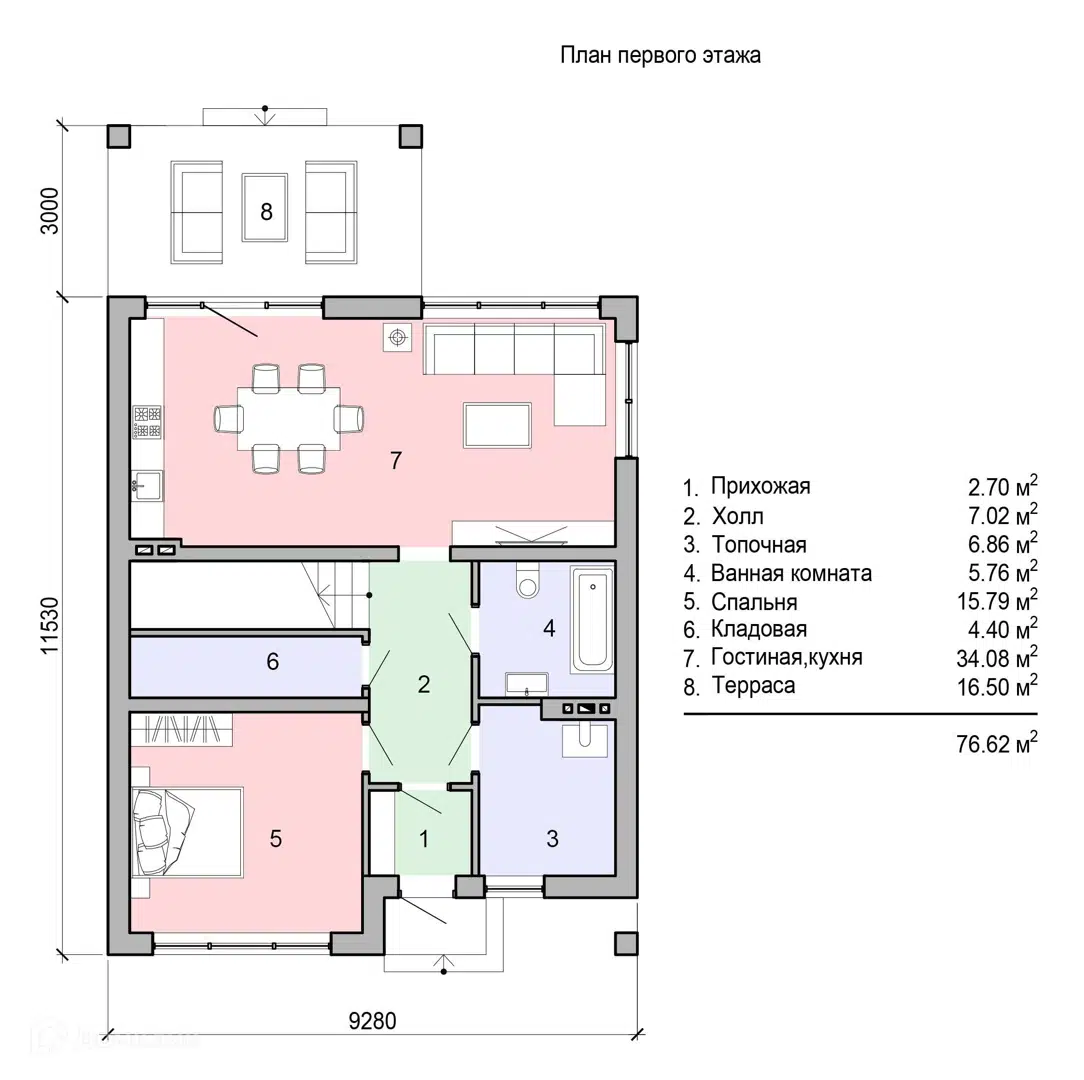 Планировка 1 этажа