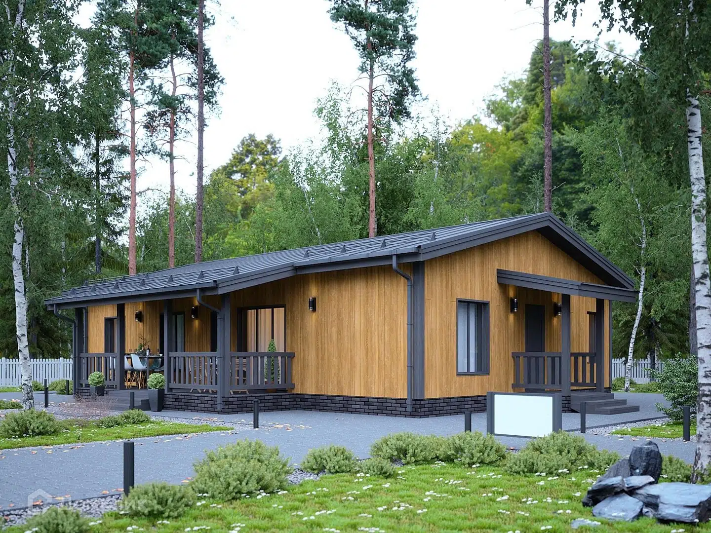 Проект дома «Мини Кембридж» компании Класс Хаус из материала Каркасный дом площадью 114м² под ключ за 4300000₽ в Донецке | 1 этаж, 4 спальни, 2 санузла – Домклик