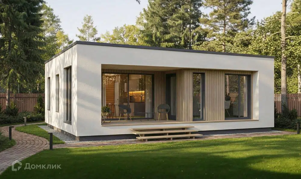 Проект дома «Техас R75» компании ООО «ТЕХНОЛОГИЯ СОВРЕМЕННОГО ДОМА» из материала Каркасный дом площадью 75м² под ключ за 4021360₽ в Донецке | 1 этаж, 2 спальни, 1 санузел – Домклик