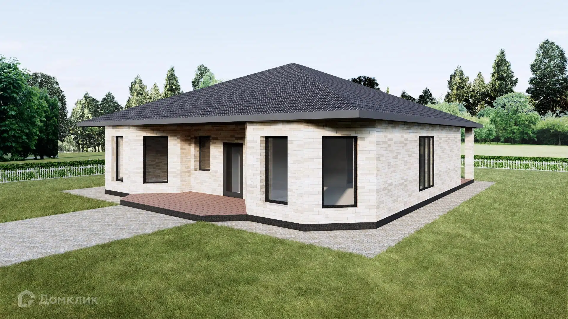 Проект дома «Дом 1-эт 164 м2» компании СК «СтройЭкоГарант» из материала Керамзитобетонные блоки площадью 164м² под ключ за 9840000₽ в Луганске | 1 этаж, 3 спальни, 2 санузла – Домклик