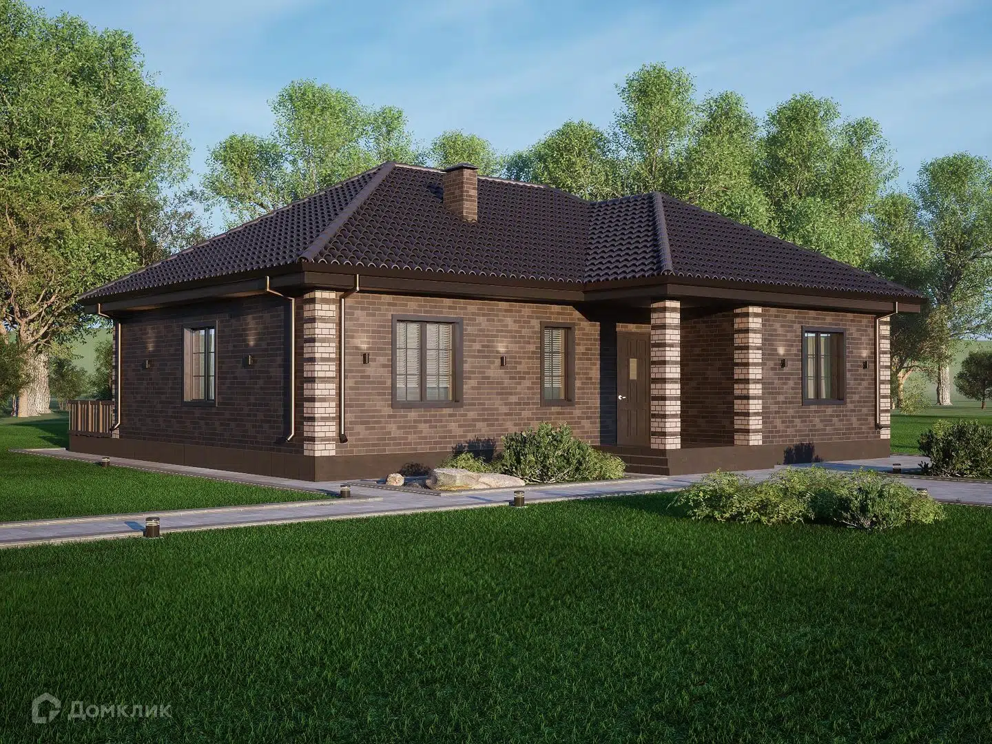 Проект дома «СП-39» компании КАЛУГА-СТРОЙДОМ из материала Газобетонные блоки площадью 107м² под ключ за 6990000₽ в Луганске | 1 этаж, 3 спальни, 2 санузла – Домклик