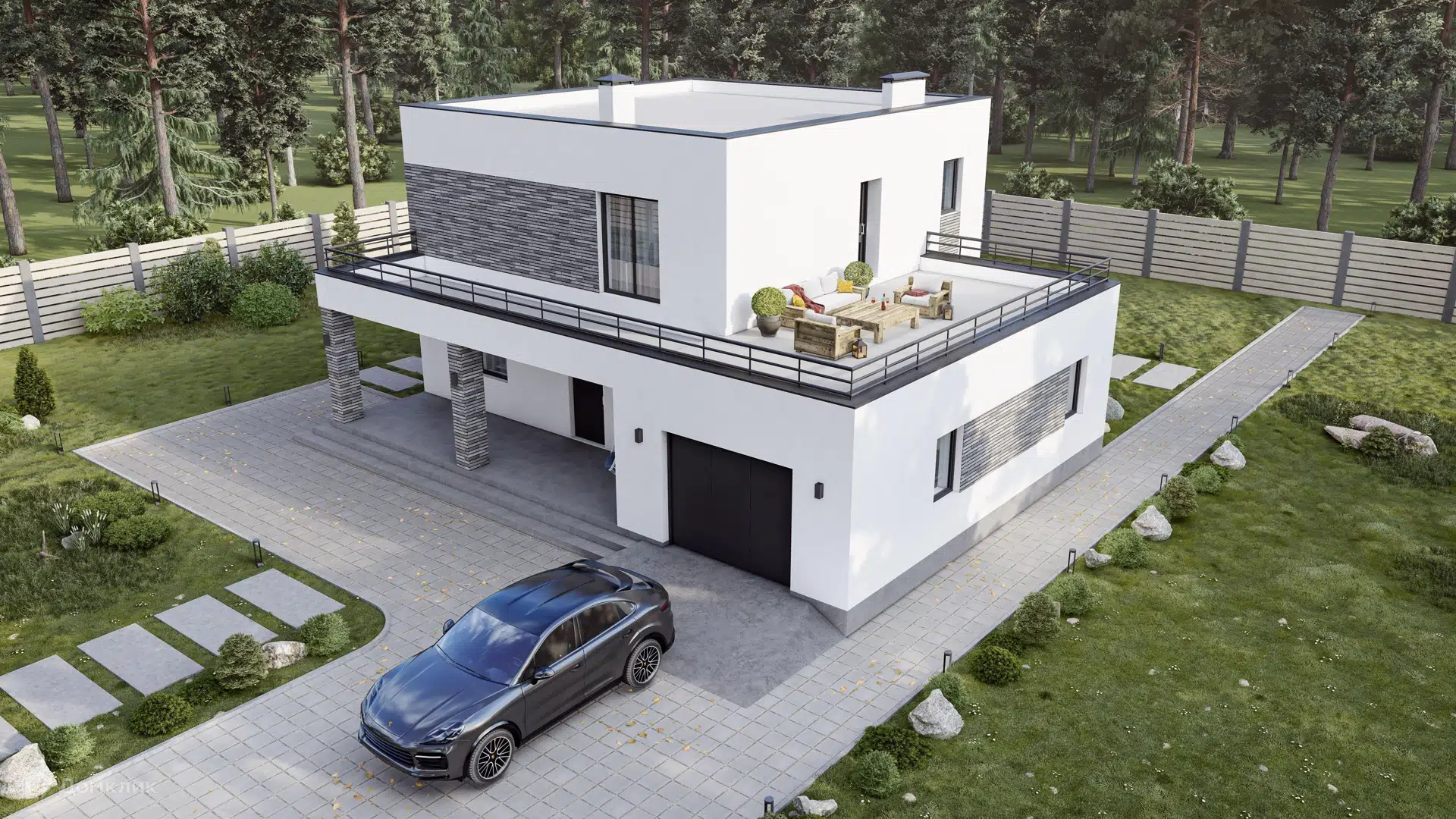 Проект дома «Дом Б050» компании 160 квадратных метров из материала Газосиликатные блоки площадью 232.3м² под ключ за 8600000₽ в Донецке | 2 этажа, 3 спальни, 2 санузла – Домклик