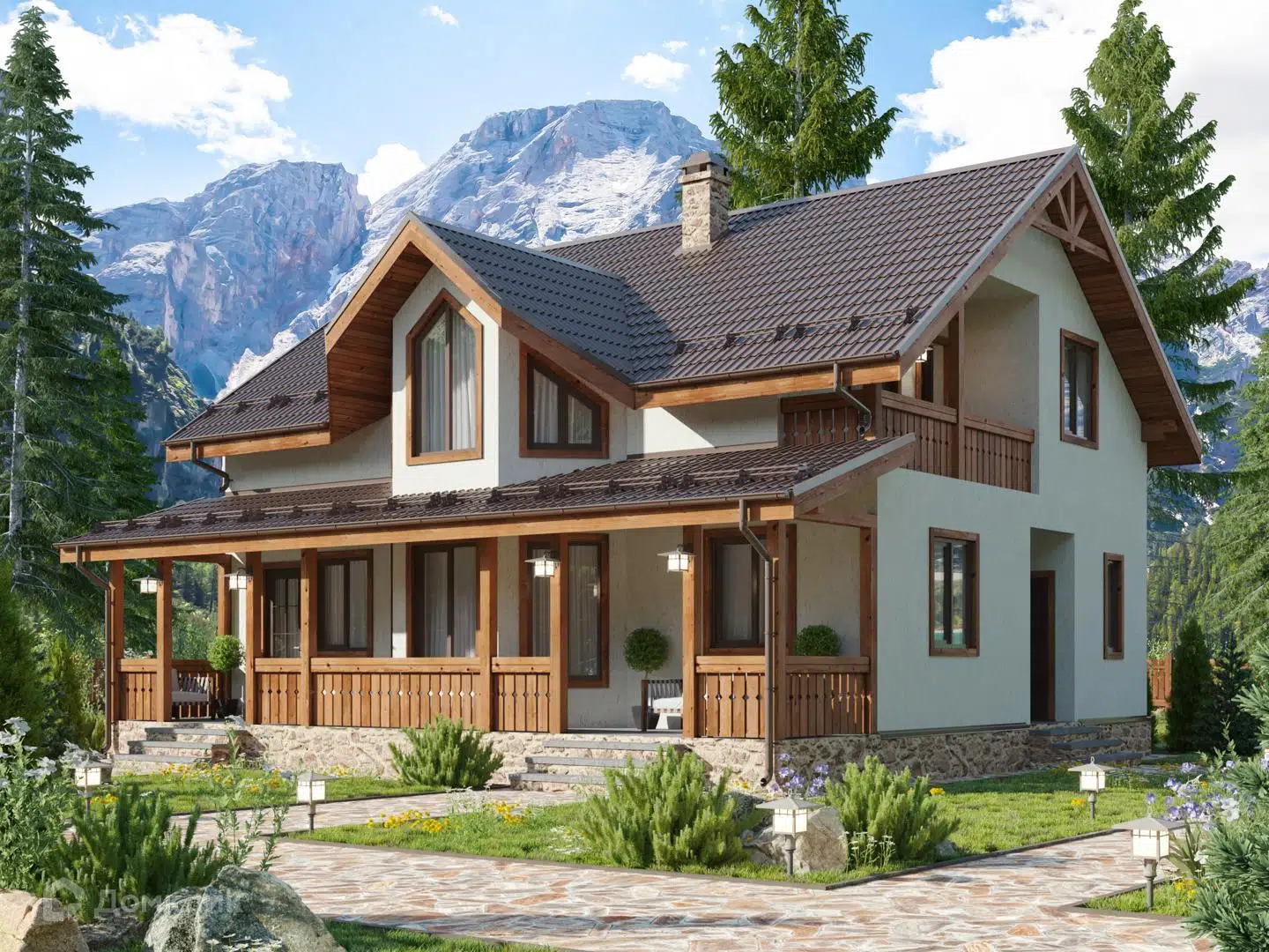 Проект дома «Тироль» компании ИНТЕЛ ГРУПП из материала Газобетонные блоки площадью 193.6м² под ключ за 10350000₽ в Донецке | 2 этажа, 4 спальни, 2 санузла – Домклик