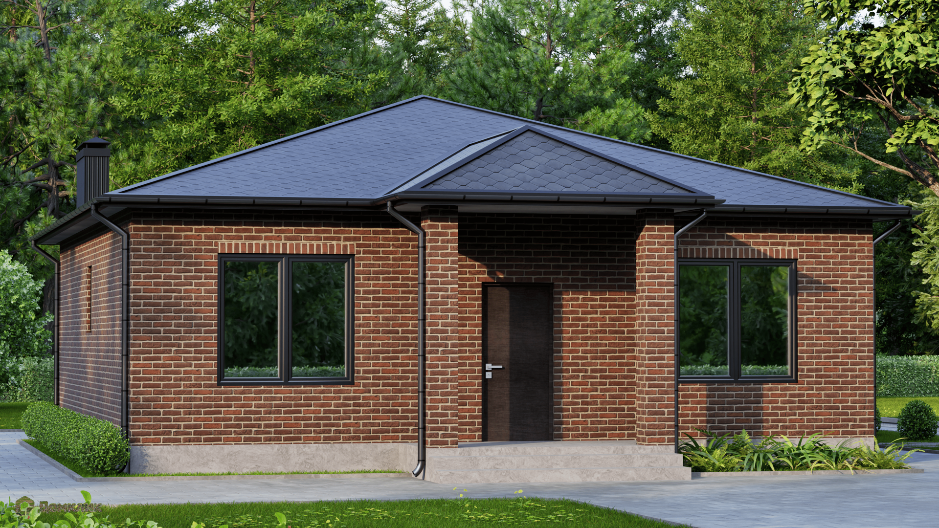 Проект дома «Жилой дом DC-95» компании ИП Саакян Андраник Мартикович из материала Газобетонные блоки площадью 95м² под ключ за 4965000₽ в Донецке | 1 этаж, 3 спальни, 2 санузла – Домклик