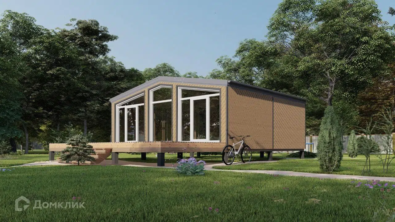 Проект дома «Джелато M» компании ООО МногоДом из материала Каркасный дом площадью 44м² под ключ за 2990000₽ в Донецке | 1 этаж, 2 спальни, 1 санузел – Домклик