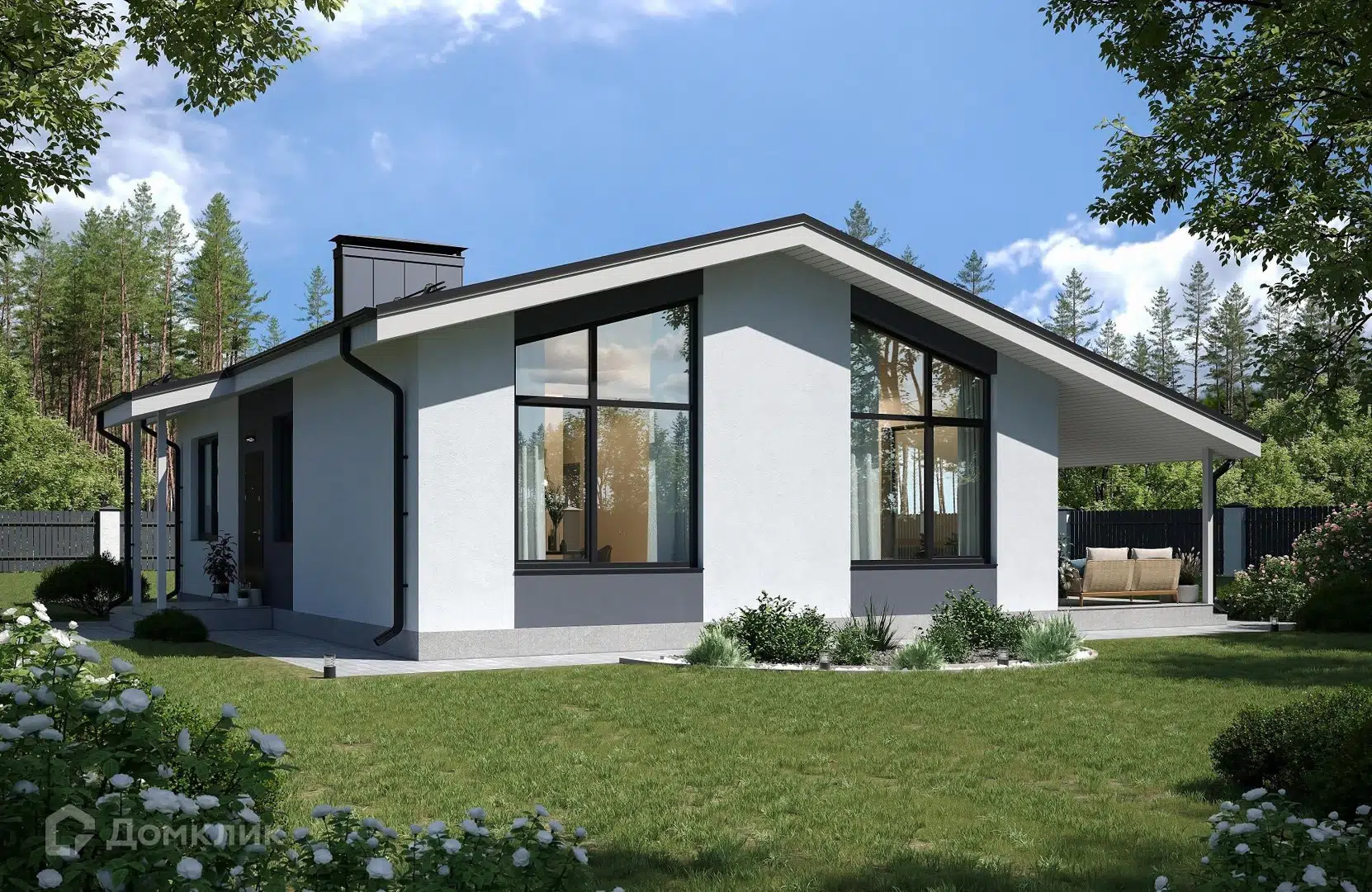 Проект дома «Проект №349» компании Новация из материала Газобетонные блоки площадью 93м² под ключ за 6324000₽ в Донецке | 1 этаж, 3 спальни, 1 санузел – Домклик