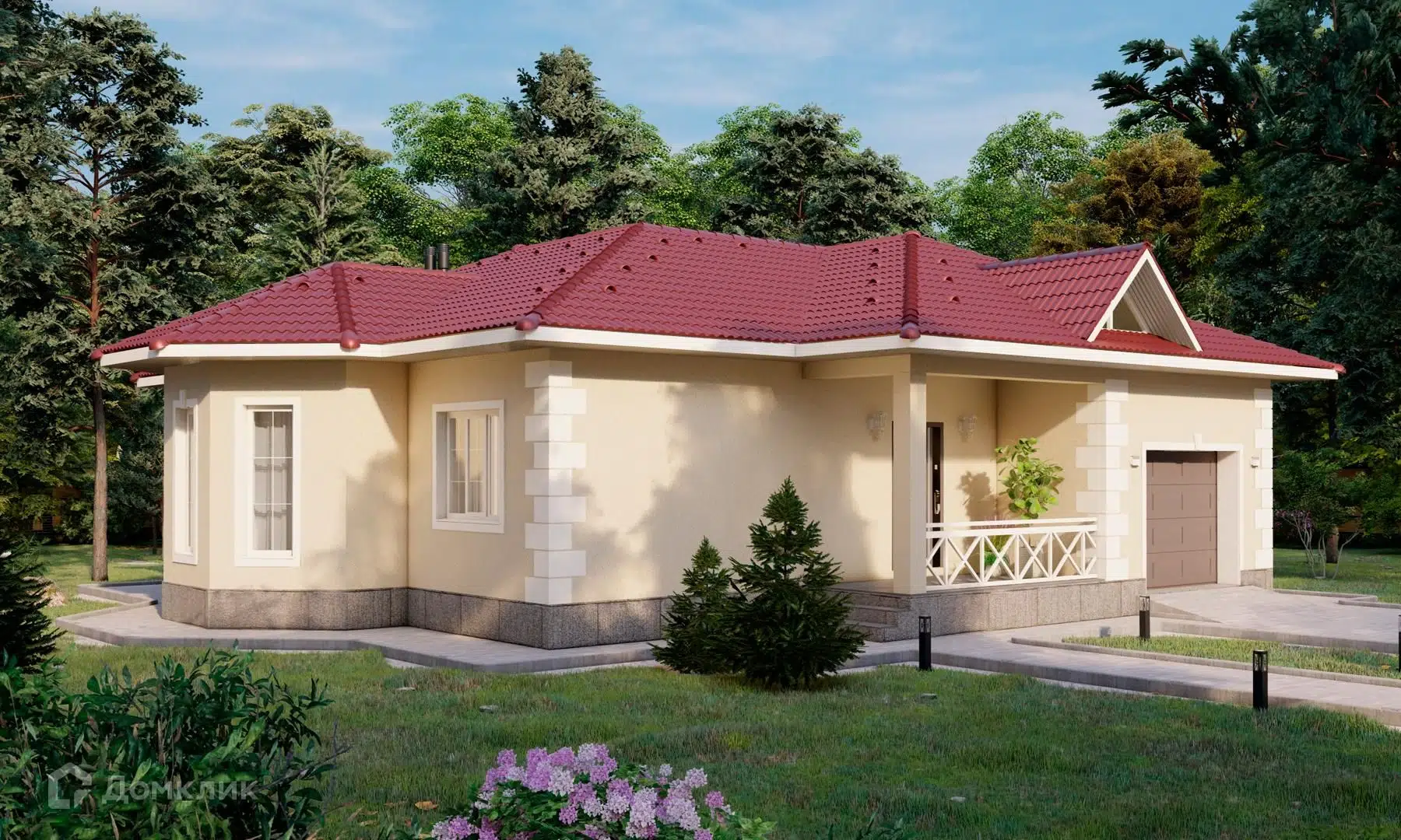 Проект дома «АРБ-95-38» компании СПК «ЭталонСтрой» из материала Арболитовые блоки площадью 121м² под ключ за 5100000₽ в Луганске | 1 этаж, 2 спальни, 1 санузел – Домклик