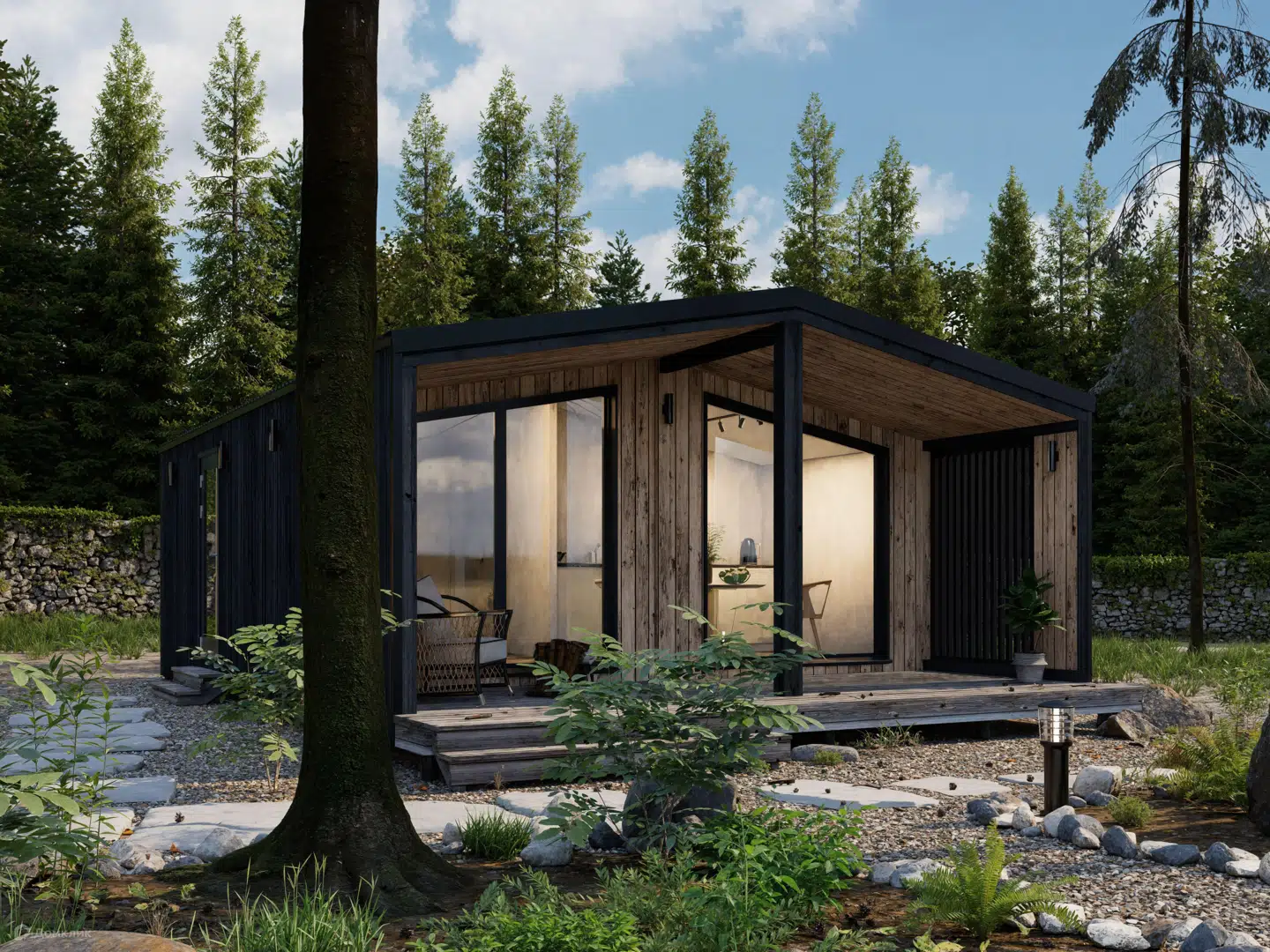 Проект дома «Загородный дом "Дачный-4"» компании Barn54 из материала Каркасный дом площадью 48м² под ключ за 1656000₽ в Донецке | 1 этаж, 2 спальни, 1 санузел – Домклик