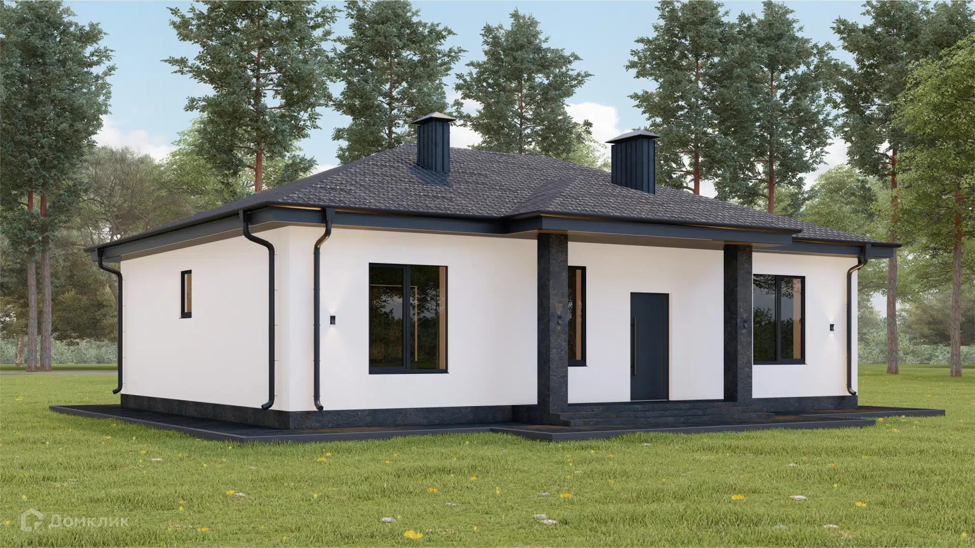 Проект дома «КЕРАМА-99» компании ООО «СЕДЬМОЕ НЕБО» из материала Газобетонные блоки площадью 99.4м² под ключ за 6500000₽ в Донецке | 1 этаж, 3 спальни, 2 санузла – Домклик