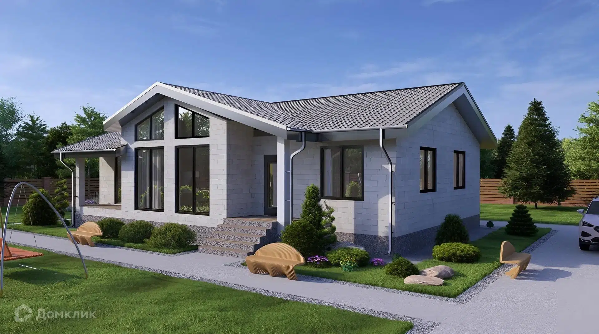 Проект дома «Загородный дом - 144 Vid» компании ИП Пшенников Евгений Игоревич из материала Газобетонные блоки площадью 110.12м² под ключ за 7056000₽ в Донецке | 1 этаж, 3 спальни, 1 санузел – Домклик