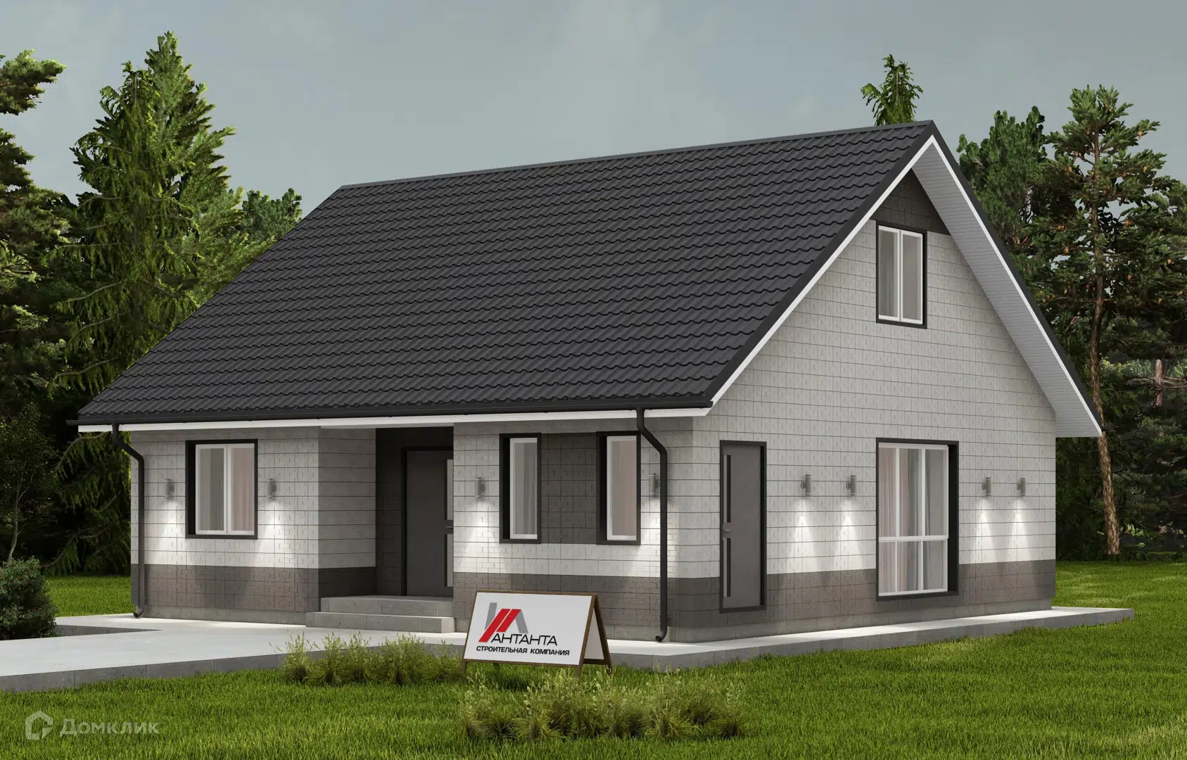 Проект дома «Браун-81тб» компании ООО «СК Антанта 24» из материала Теплобетон площадью 81.17м² под ключ за 5100000₽ в Луганске | 1 этаж, 2 спальни, 2 санузла – Домклик