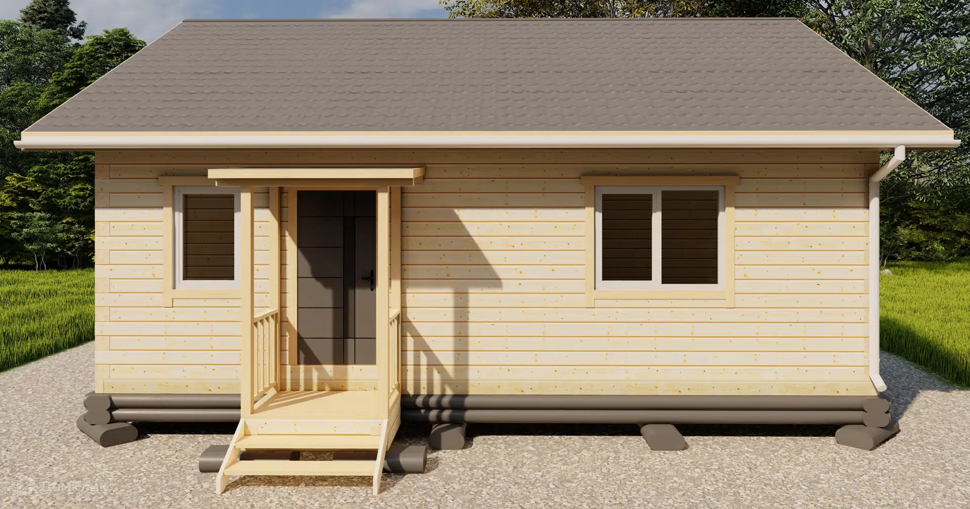 Проект дома «SB-63Б» компании Саха Билдинг из материала Профилированный брус площадью 54.8м² под ключ за 6509387₽ в Луганске | 1 этаж, 3 спальни, 1 санузел – Домклик