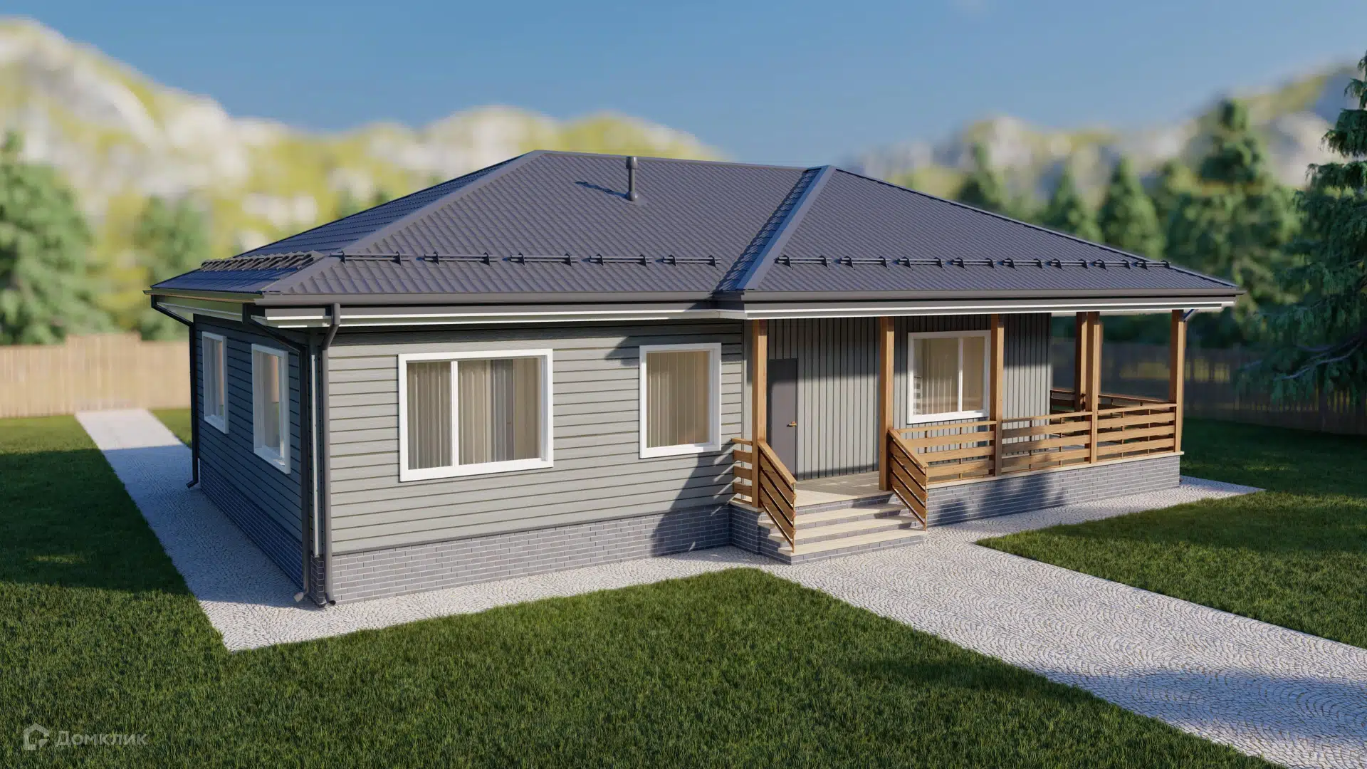 Проект дома «Ранчо» компании ОСИПОВИЧ из материала SIP-панели площадью 150.11м² под ключ за 5600000₽ в Донецке | 1 этаж, 2 спальни, 1 санузел – Домклик