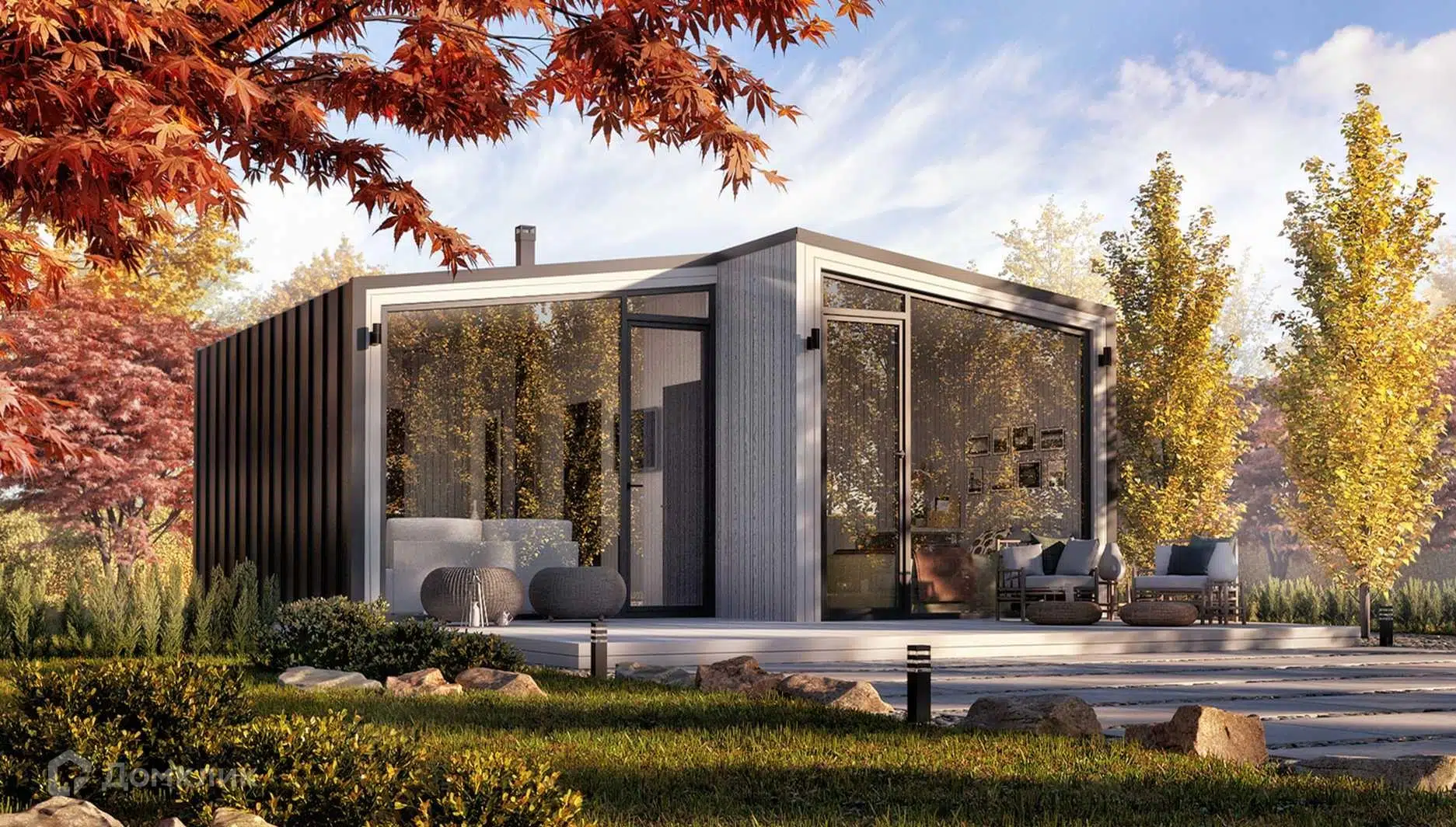 Проект дома «Каркасный С48» компании ЙОЛО ХАУС из материала Каркасный дом площадью 48м² под ключ за 2573000₽ в Донецке | 1 этаж, 2 спальни, 1 санузел – Домклик