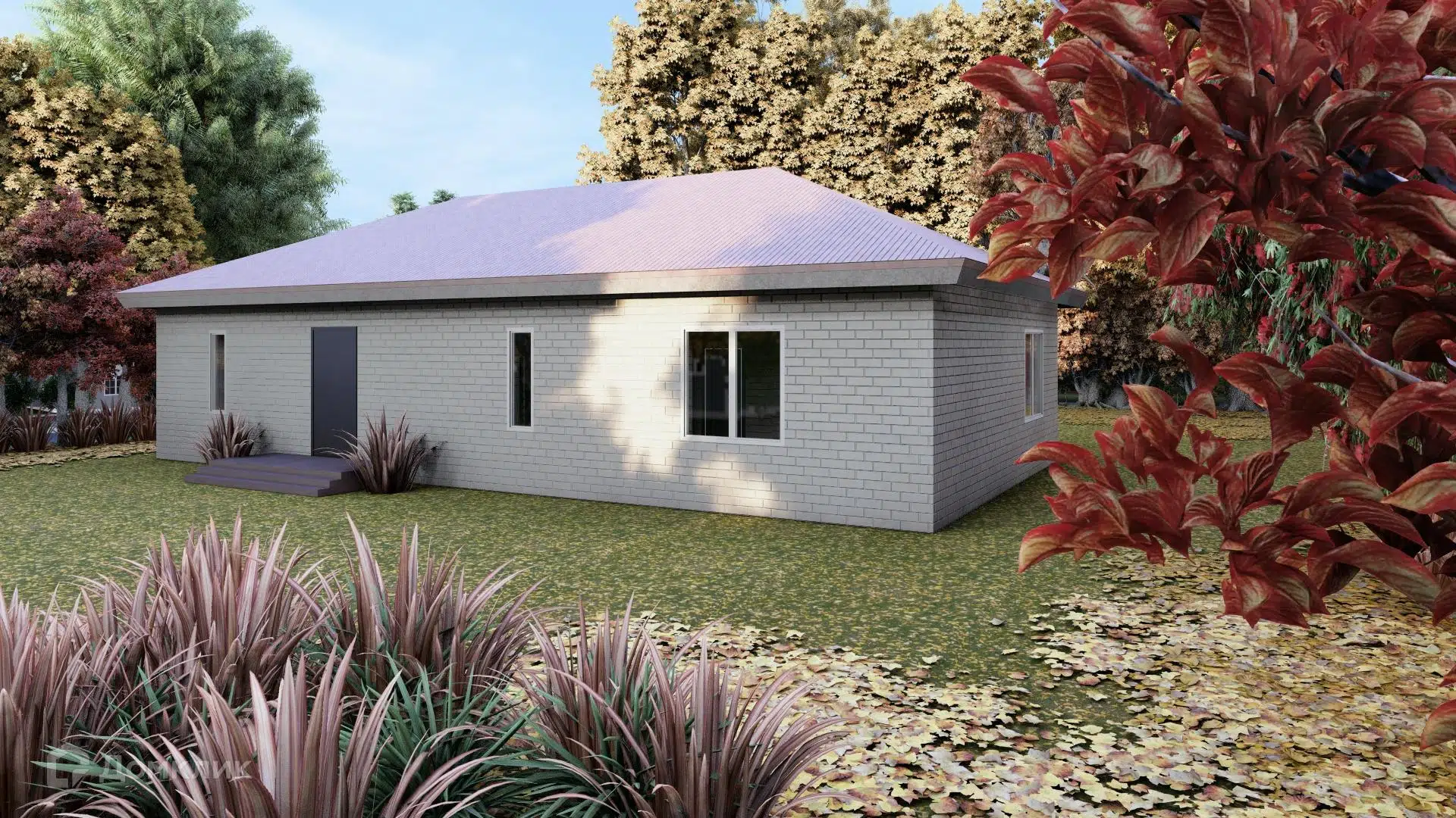 Проект дома «Семейный -5» компании ООО СЗ «АЛЬФАСТРОЙ ИЖС» из материала Газобетонные блоки площадью 88.9м² под ключ за 6830000₽ в Донецке | 1 этаж, 3 спальни, 2 санузла – Домклик