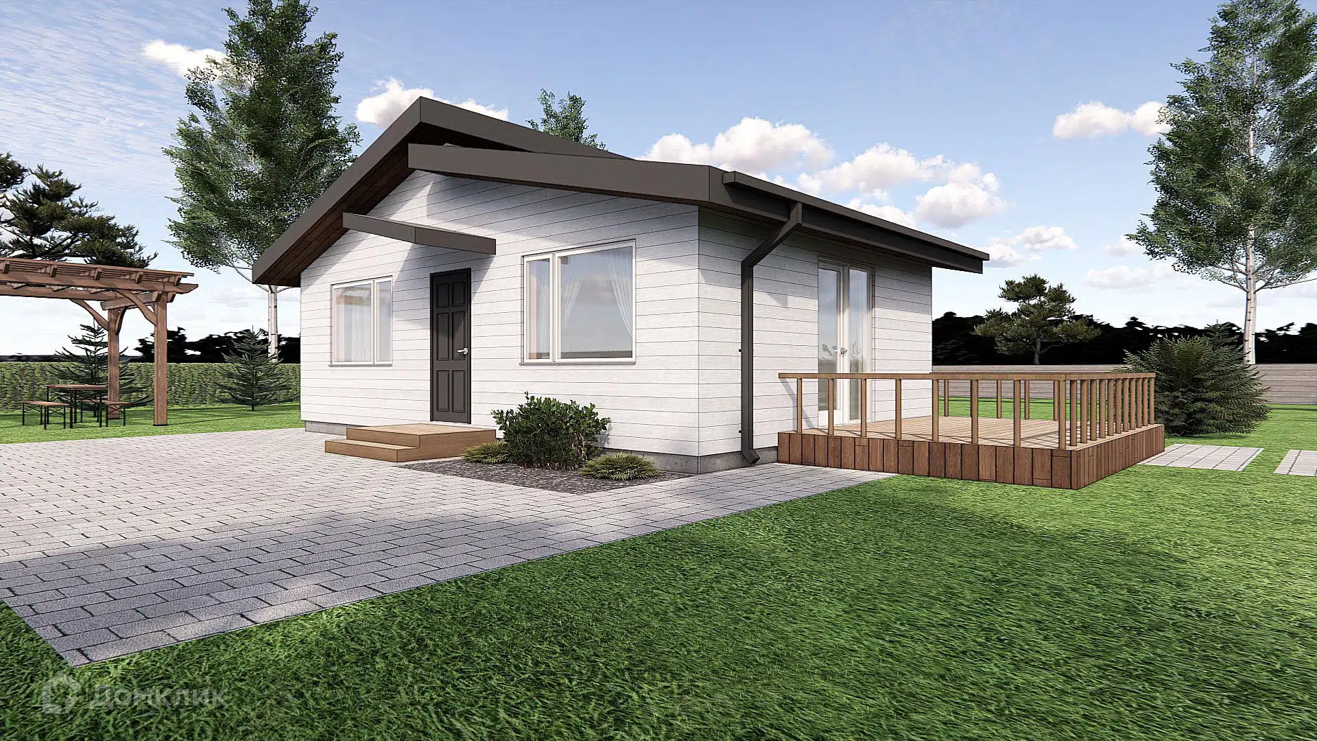 Проект дома «Скандинавский барнхаус 61» компании NORTH HOUSE из материала Каркасный дом площадью 61м² под ключ за 4750000₽ в Донецке | 1 этаж, 2 спальни, 1 санузел – Домклик