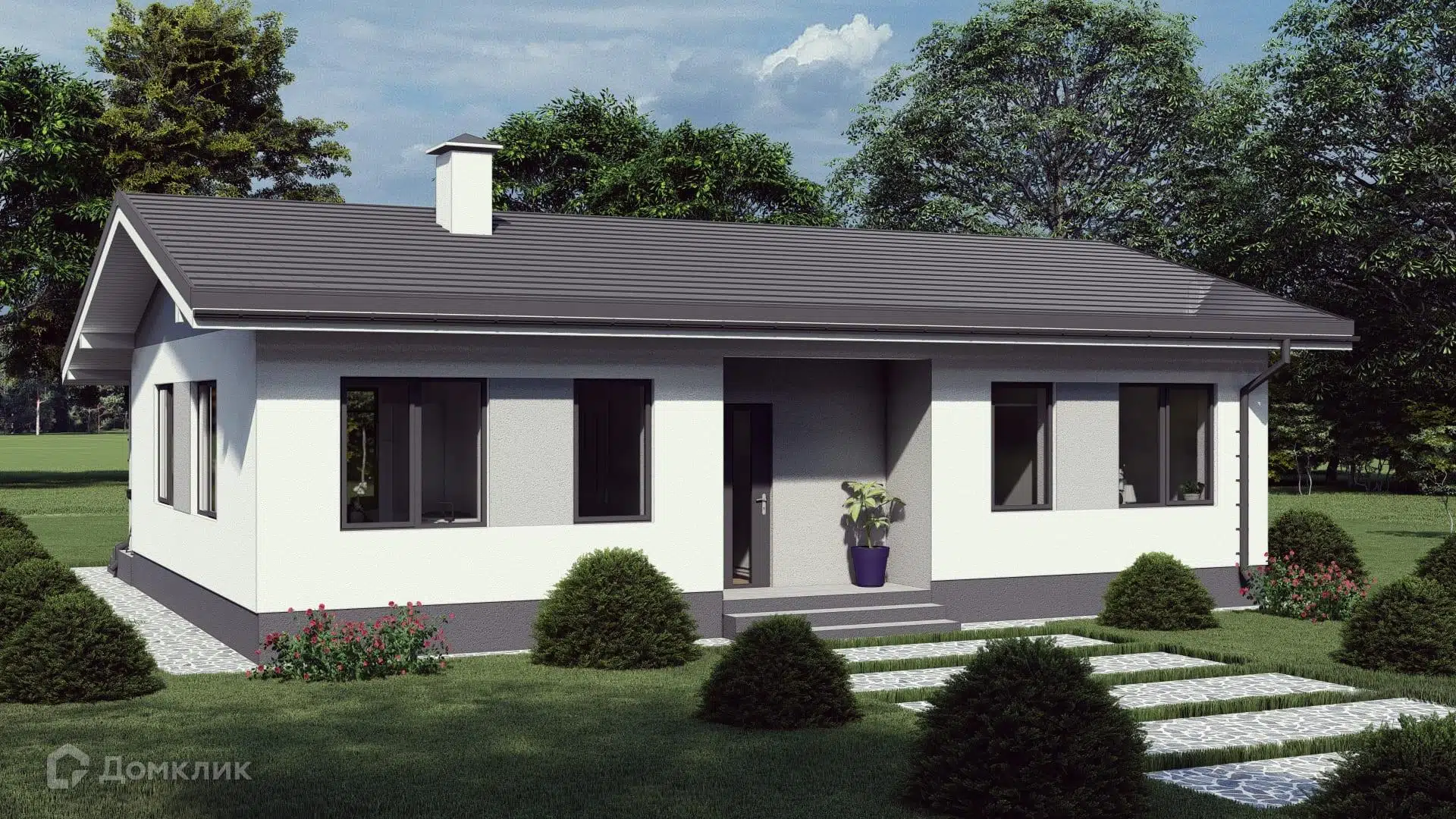 Проект дома «А-96» компании СК «Основание» из материала Газобетонные блоки площадью 96м² под ключ за 5280000₽ в Донецке | 1 этаж, 3 спальни, 2 санузла – Домклик