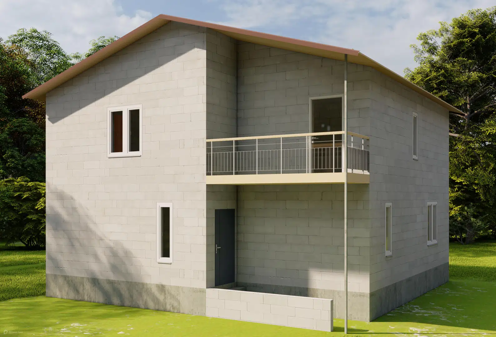 Проект дома «Малахит» компании Строим45 из материала Газобетонные блоки площадью 164м² под ключ за 8748000₽ в Донецке | 2 этажа, 3 спальни, 2 санузла – Домклик
