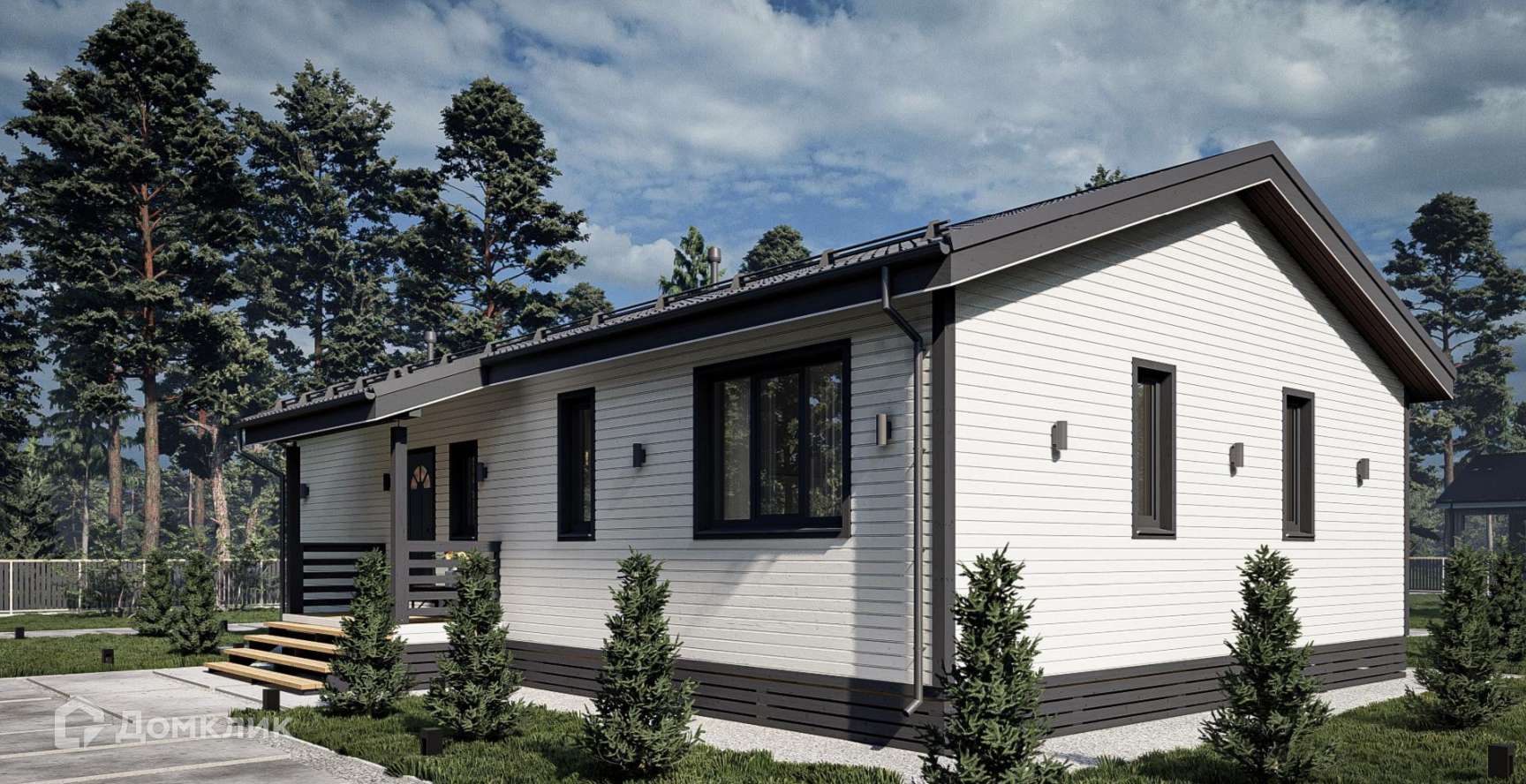 Проект дома «Оптима» компании ИП Танский Д. С. (Евростиль) из материала Каркасный дом площадью 107.43м² под ключ за 7800000₽ в Донецке | 1 этаж, 3 спальни, 3 санузла – Домклик