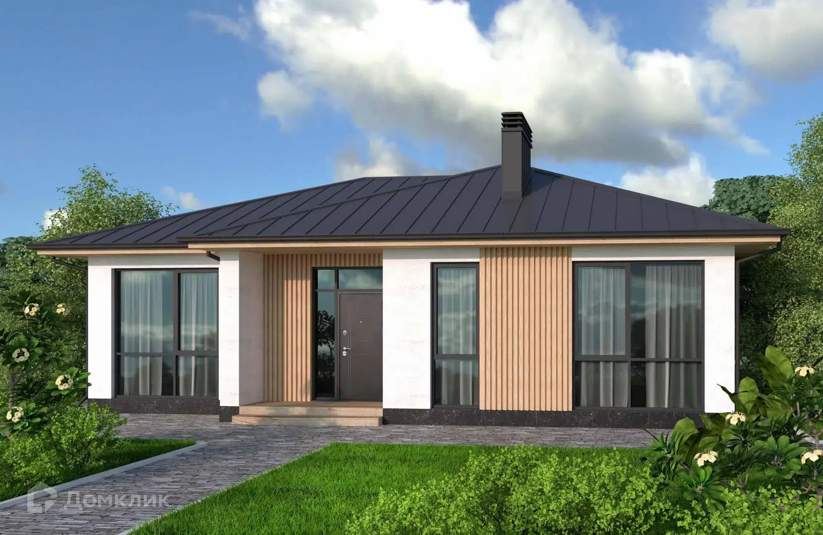 Проект дома «Проект №363» компании Новация из материала Газобетонные блоки площадью 102м² под ключ за 6600000₽ в Донецке | 1 этаж, 3 спальни, 2 санузла – Домклик