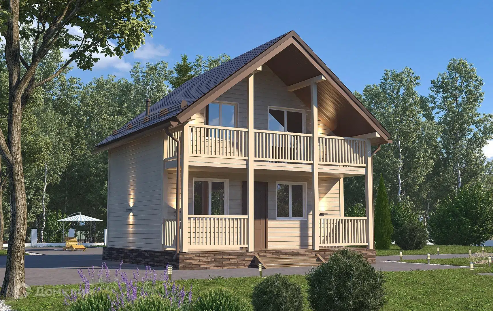 Проект дома «ДК-66» компании Теплодина из материала Каркасный дом площадью 70м² под ключ за 5222000₽ в Донецке | 2 этажа, 2 спальни, 1 санузел – Домклик