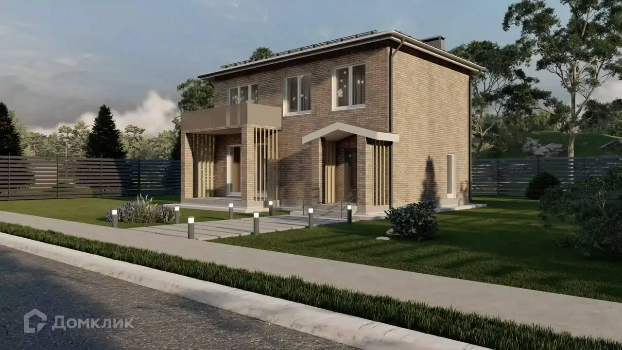 Проект дома «Двухэтажный дом с плоской крышей и террасой» компании ООО «ЕРОСН» из материала Кирпич площадью 134м² под ключ за 12650000₽ в Луганске | 1 этаж, 3 спальни, 2 санузла – Домклик
