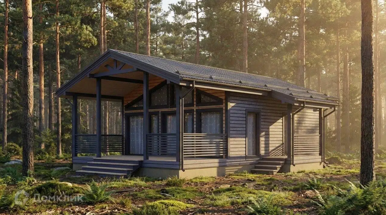 Проект дома «КД-121» компании OLLATALO из материала Каркасный дом площадью 63м² под ключ за 3595000₽ в Донецке | 1 этаж, 2 спальни, 1 санузел – Домклик