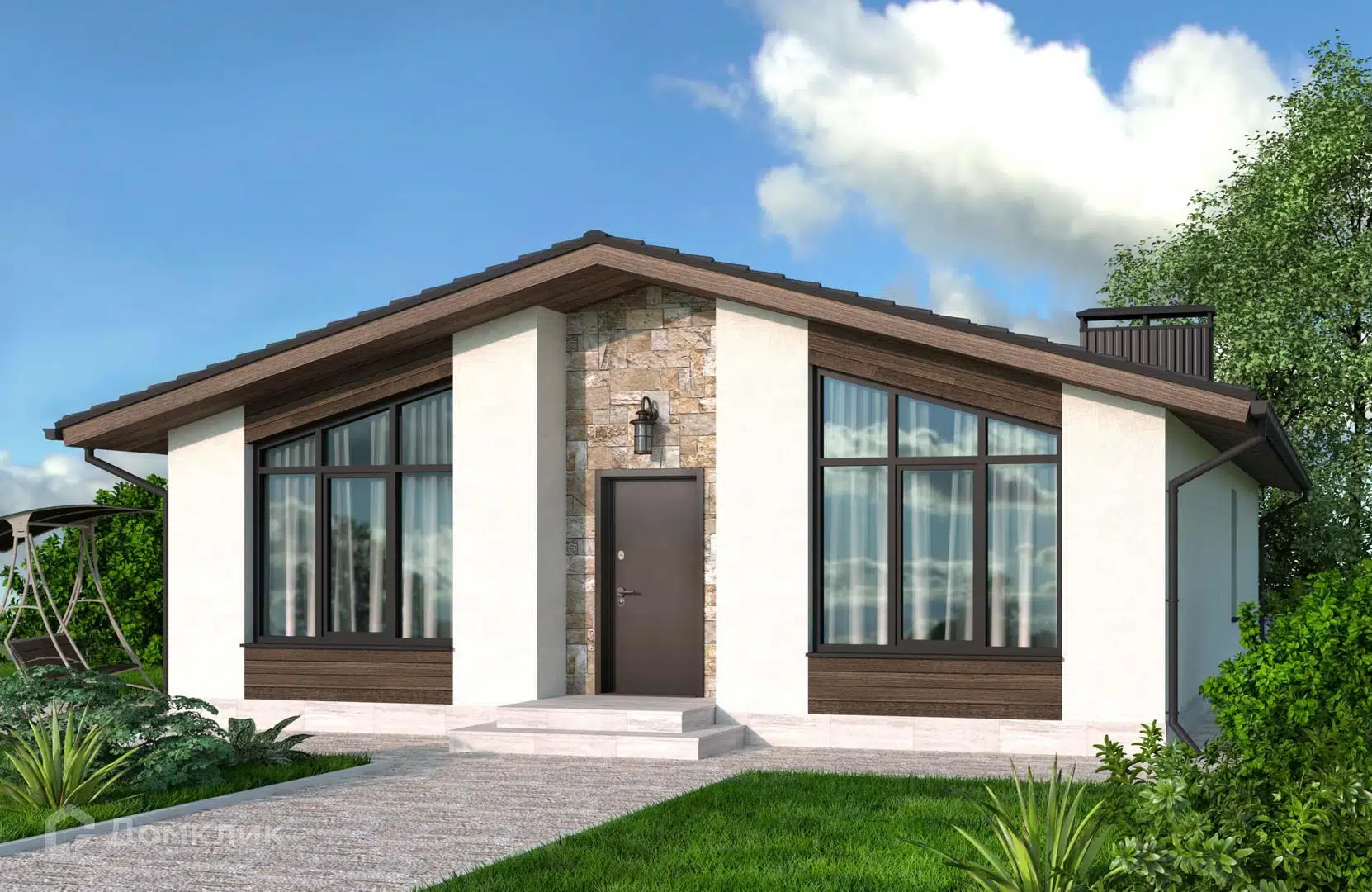 Проект дома «Проект №329» компании Новация из материала Керамические блоки площадью 107м² под ключ за 6650000₽ в Донецке | 1 этаж, 3 спальни, 2 санузла – Домклик