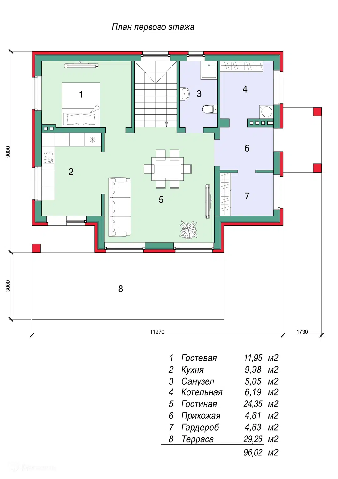 Планировка 1 этажа
