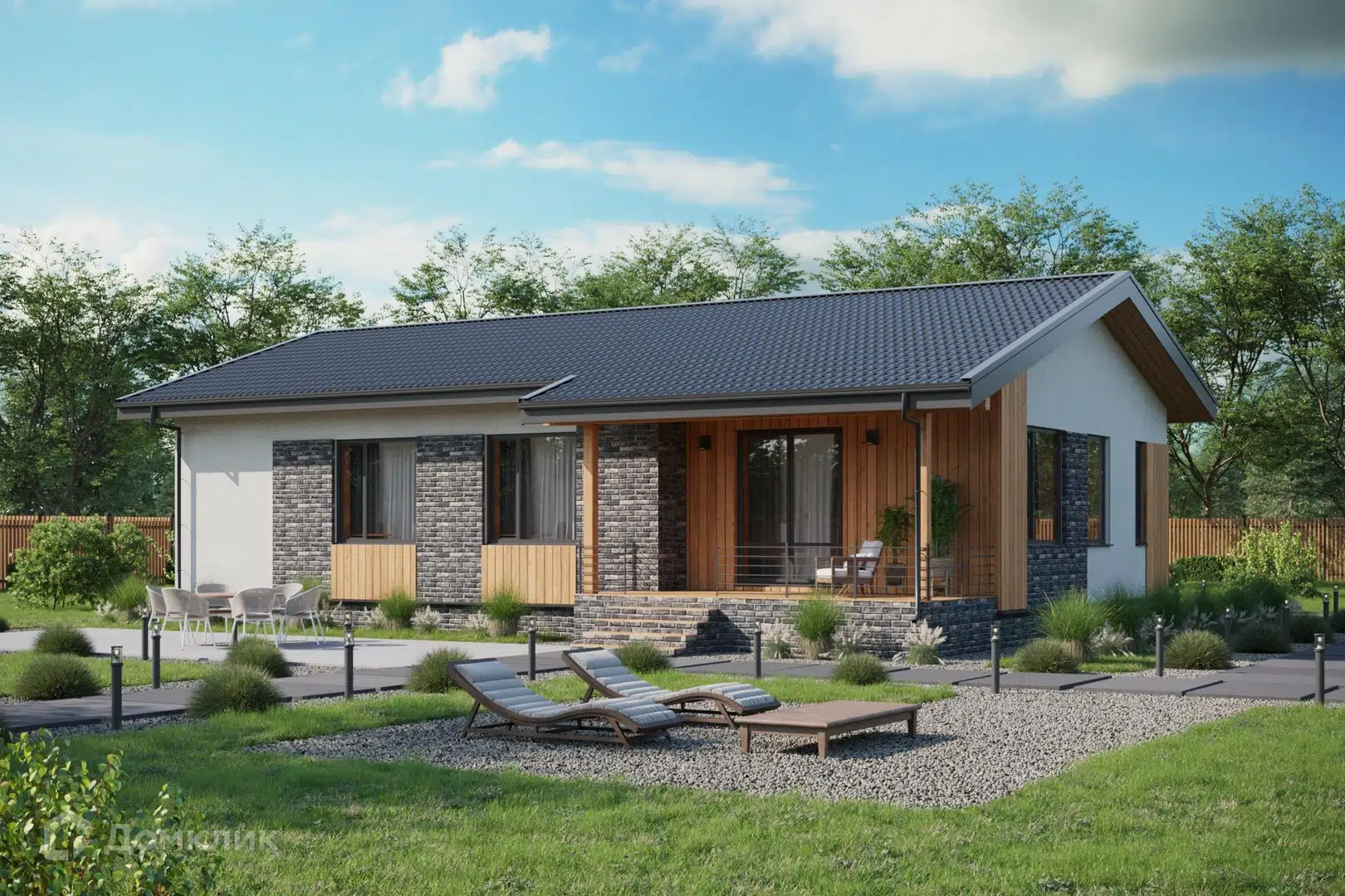 Проект дома «Гудлендс» компании ИНТЕЛ ГРУПП из материала Газобетонные блоки площадью 145м² под ключ за 7890000₽ в Донецке | 1 этаж, 3 спальни, 2 санузла – Домклик