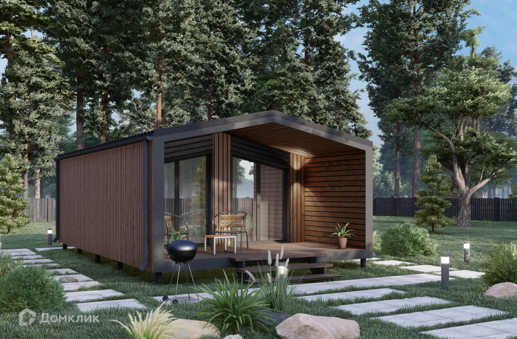 Проект дома «Северный Барн 42» компании Пока нет Дома из материала Модульный дом площадью 30м² под ключ за 3640100₽ в Донецке | 1 этаж, 1 спальня, 1 санузел – Домклик