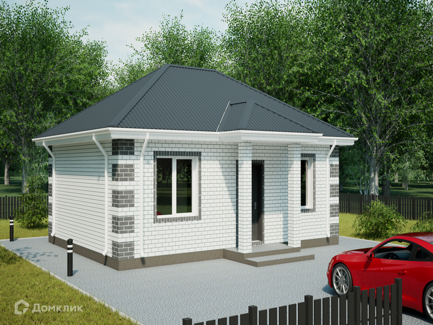 Проект дома «R-66Т» компании Regnum из материала Керамзитобетонные блоки площадью 66м² под ключ за 5800000₽ в Донецке | 1 этаж, 2 спальни, 1 санузел – Домклик