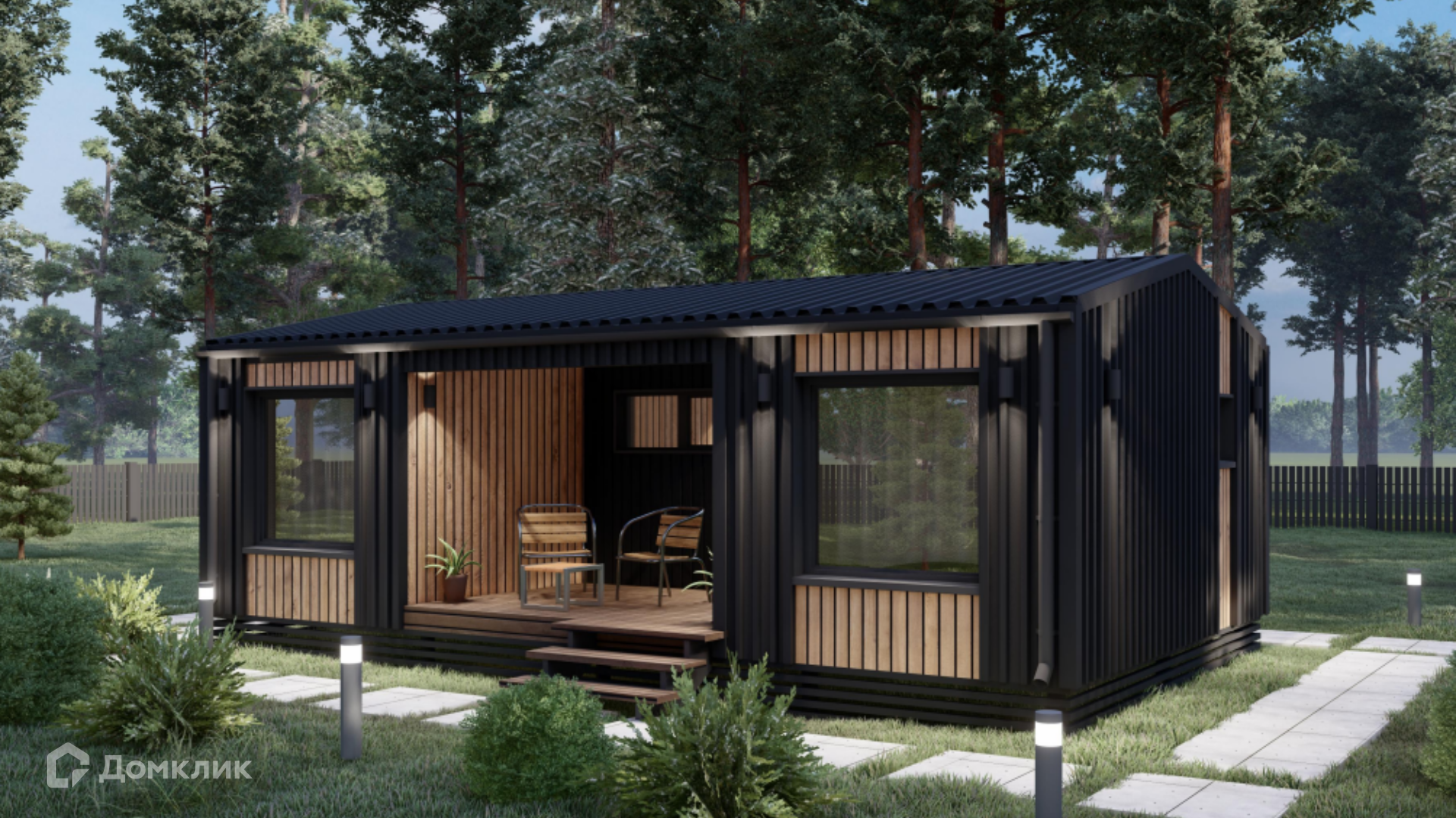 Проект дома «Северный Глэмп-45» компании Пока нет Дома из материала Модульный дом площадью 33.73м² под ключ за 3000000₽ в Донецке | 1 этаж, 2 спальни, 1 санузел – Домклик