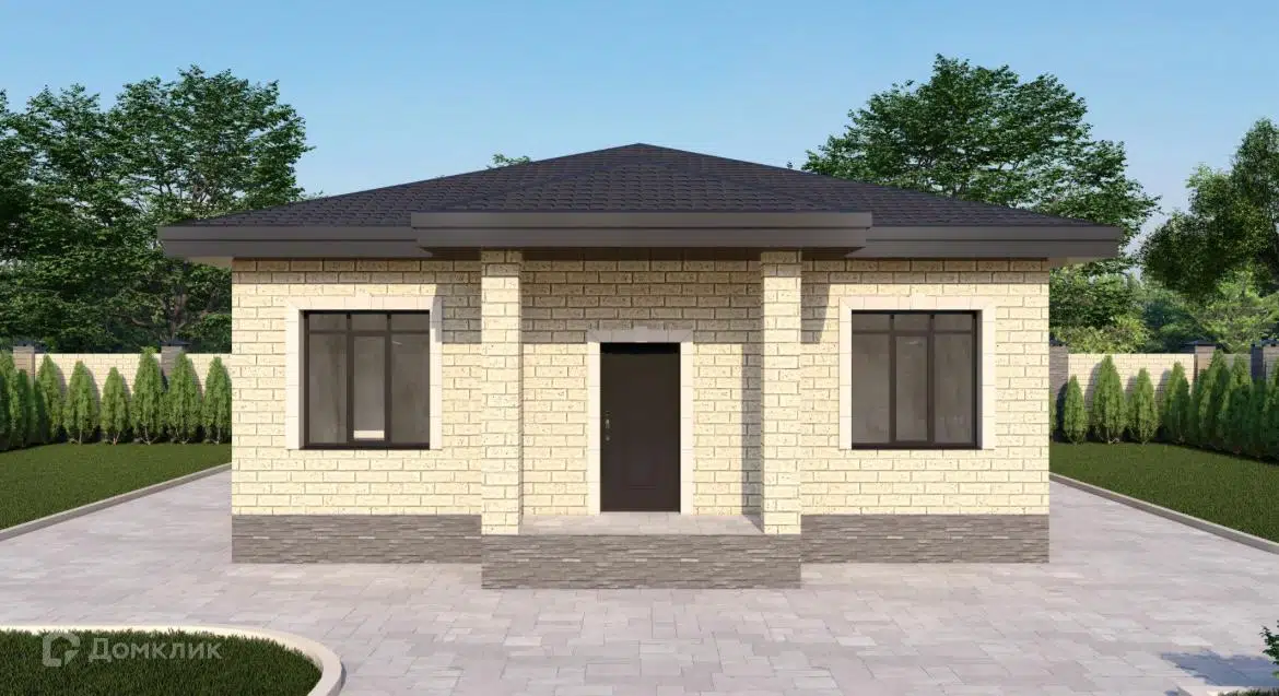Проект дома «МЛ-1-003» компании ИП МАКСИМЧУК ЛАРИСА ВАСИЛЬЕВНА из материала Блоки из ракушечника площадью 117м² под ключ за 4680000₽ в Донецке | 1 этаж, 3 спальни, 2 санузла – Домклик
