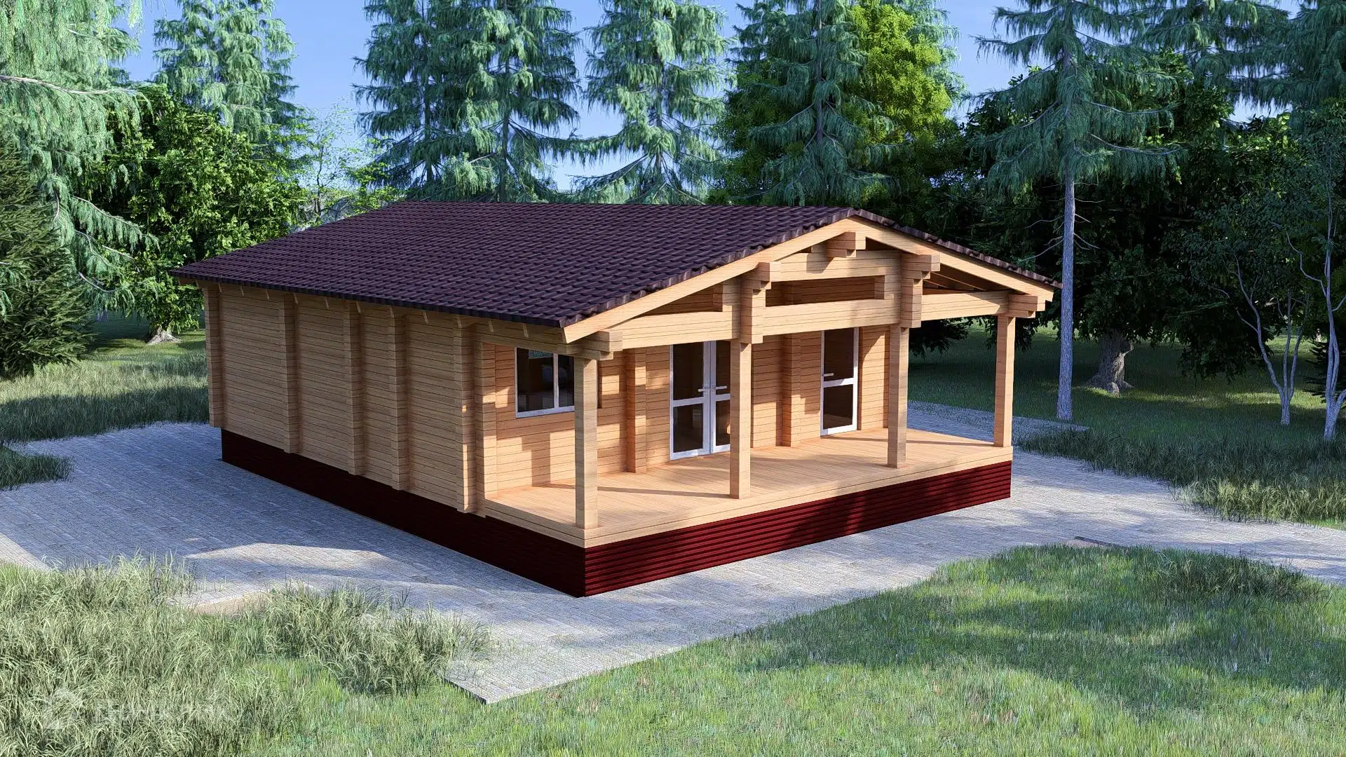 Проект дома «Деревянный дом-шале ПБ-90» компании ИЗБА из материала Профилированный брус площадью 89.63м² под ключ за 4210000₽ в Донецке | 1 этаж, 2 спальни, 1 санузел – Домклик