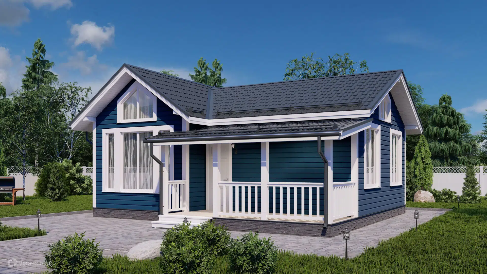 Проект дома «КД-120» компании OLLATALO из материала Каркасный дом площадью 62м² под ключ за 3530000₽ в Донецке | 1 этаж, 2 спальни, 1 санузел – Домклик