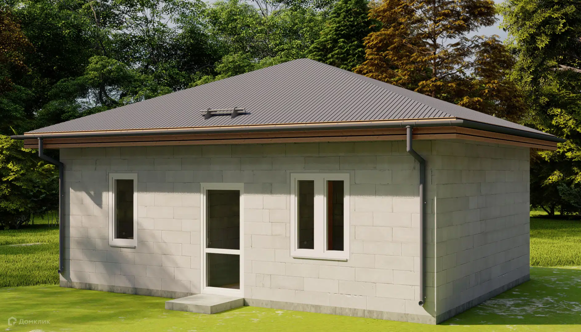 Проект дома «Лесник» компании Строим45 из материала Газобетонные блоки площадью 39.2м² под ключ за 2694000₽ в Донецке | 1 этаж, 2 спальни, 1 санузел – Домклик