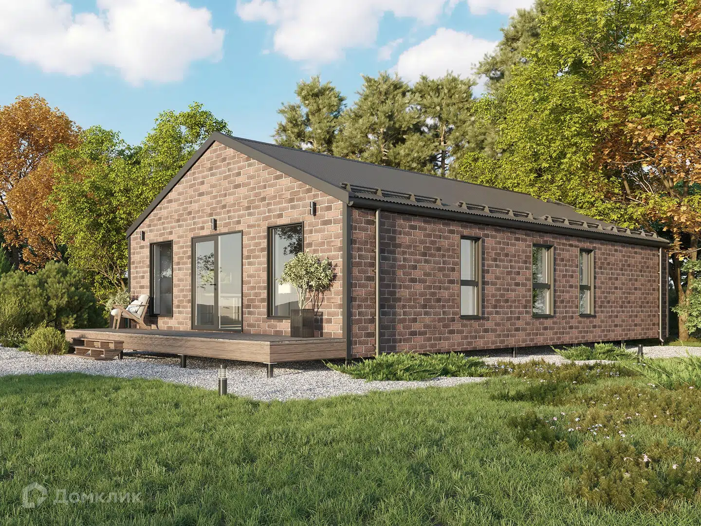 Проект дома «Барнхаус К115» компании ООО «ТЕХНОЛОГИЯ СОВРЕМЕННОГО ДОМА» из материала Каркасный дом площадью 104м² под ключ за 5016074₽ в Донецке | 1 этаж, 3 спальни, 2 санузла – Домклик