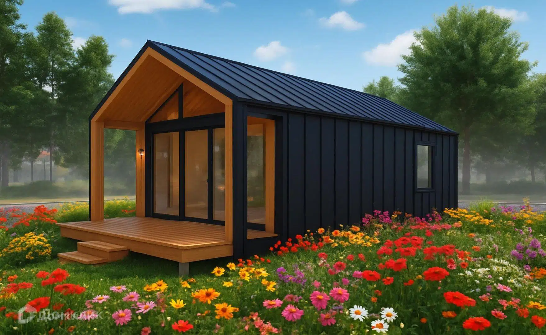 Проект дома «БАРН» компании ИП Друшлякова Наталья Павловна из материала Каркасно-щитовая технология площадью 50.4м² под ключ за 6050000₽ в Донецке | 1 этаж, 1 спальня, 1 санузел – Домклик