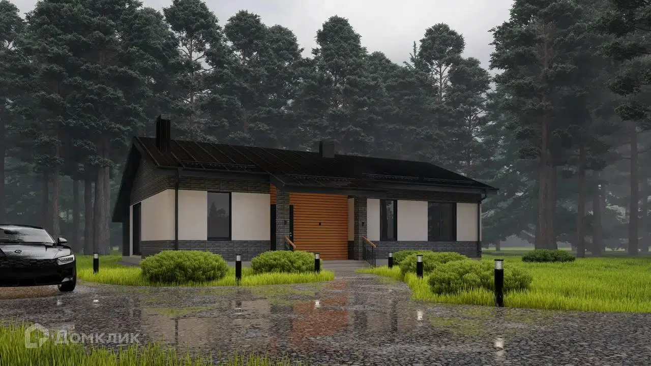 Проект дома «Дом с панорамным остеклением» компании ООО «ЕРОСН» из материала Кирпич площадью 115м² под ключ за 6490000₽ в Луганске | 1 этаж, 3 спальни, 2 санузла – Домклик